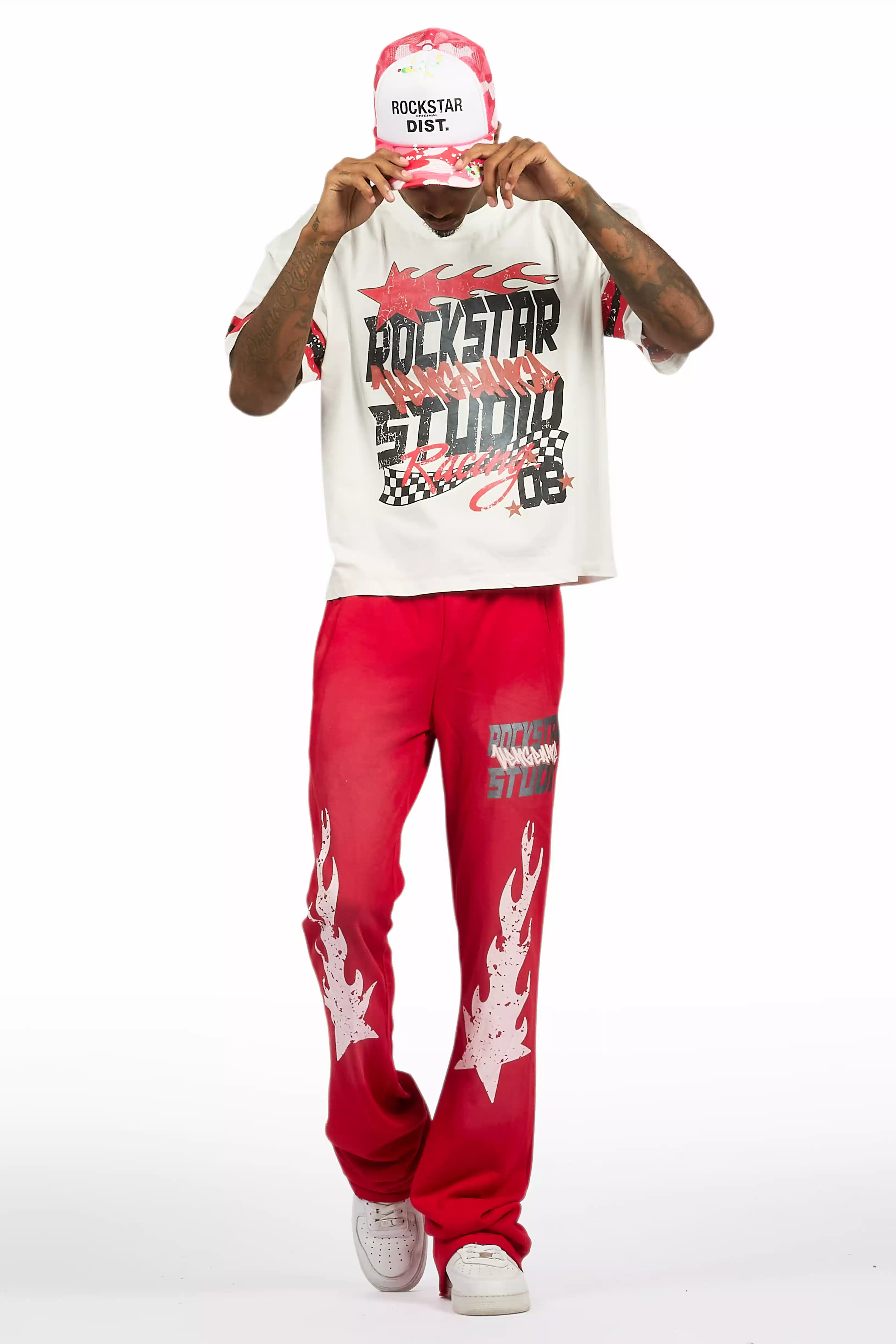 Garo Red T-Shirt/Baggy Stacked Track Set - Image 3
