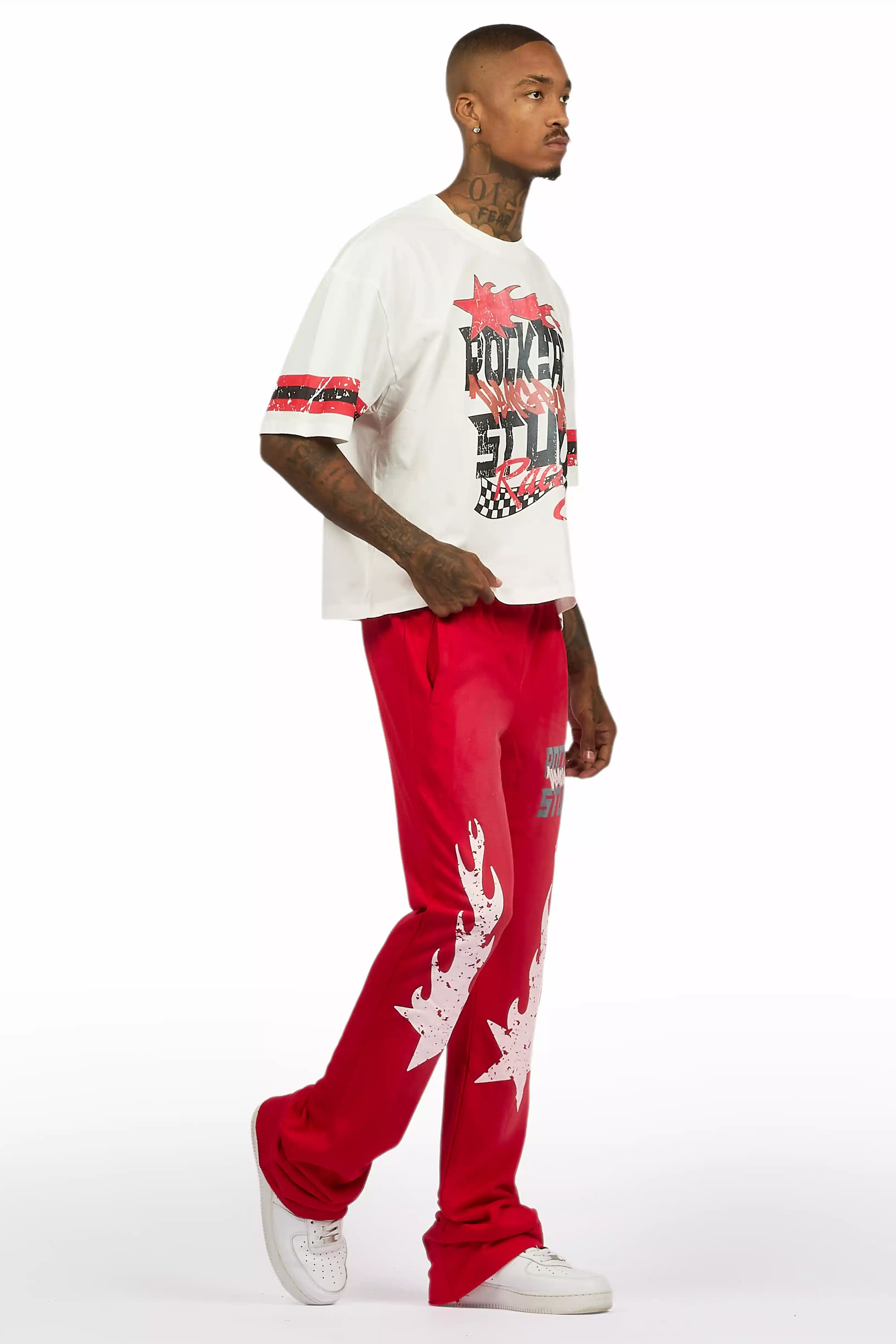 Garo Red T-Shirt/Baggy Stacked Track Set - Image 6