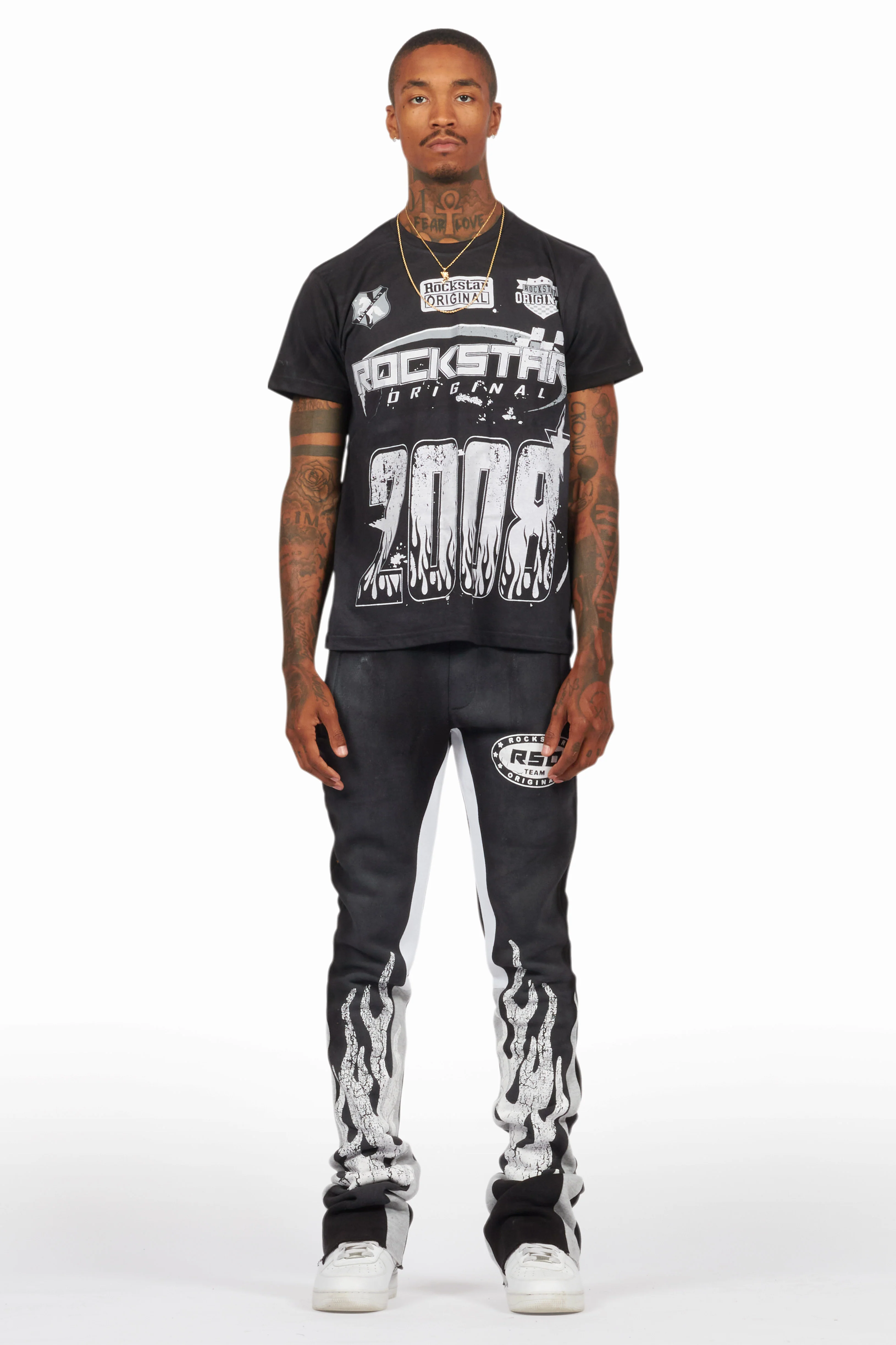 Amos Black T-Shirt/Stacked Flare Track Set - Image 2