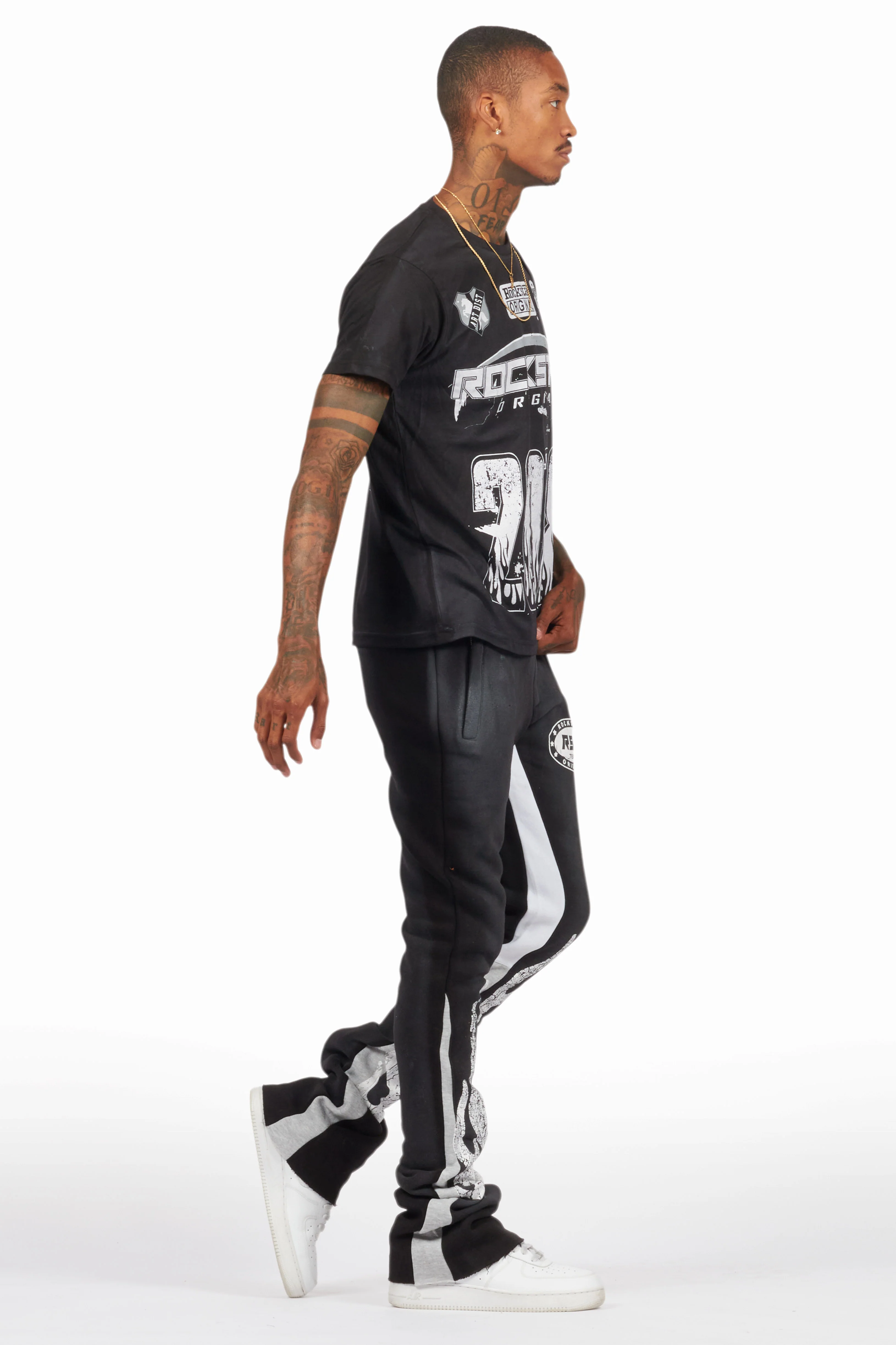 Amos Black T-Shirt/Stacked Flare Track Set - Image 3