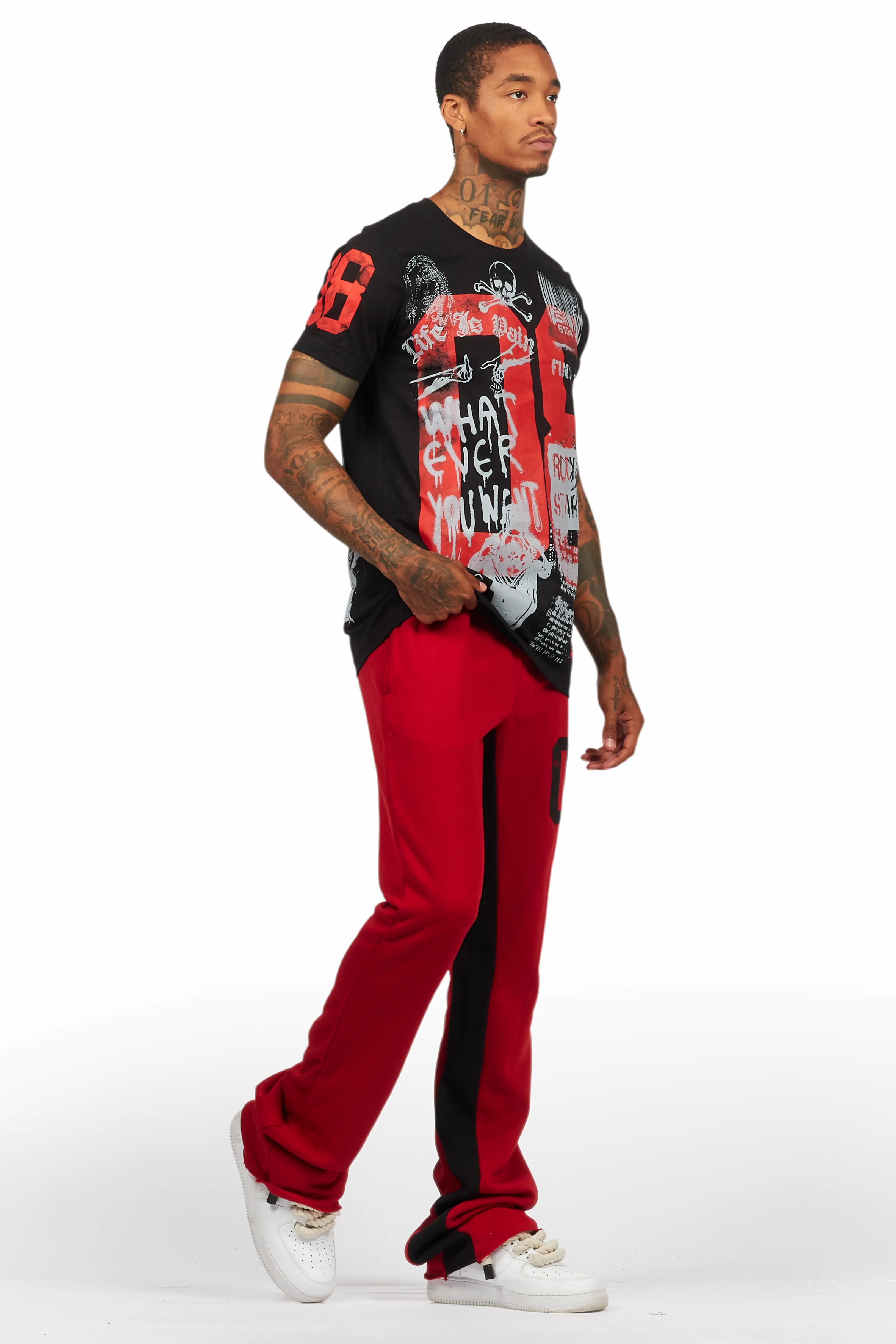 Grill Black T-Shirt/Baggy Stacked Pant Set - Image 6