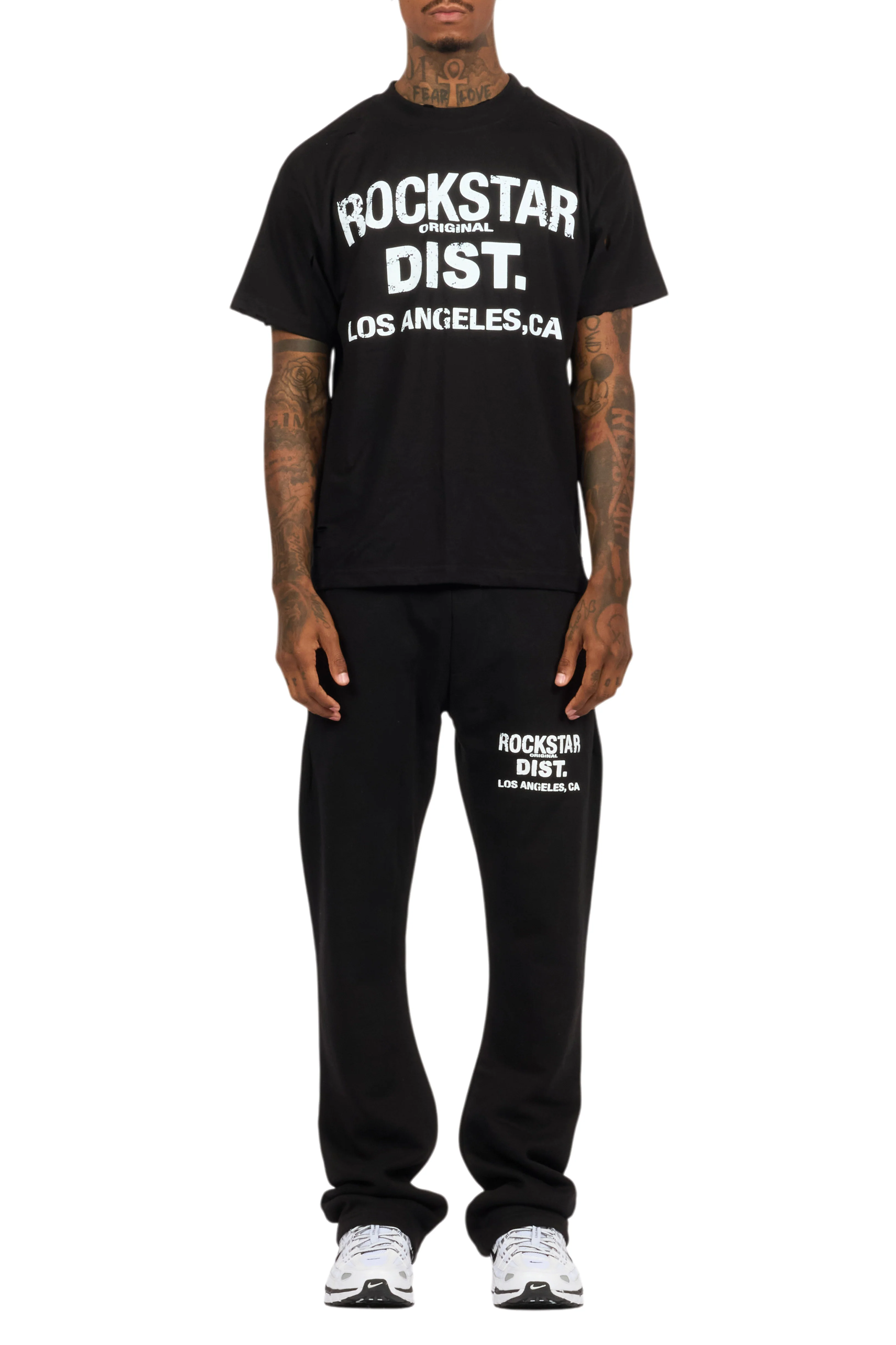 Lake Black/White Oversized T-Shirt/Stacked Track Pant Set - Image 10