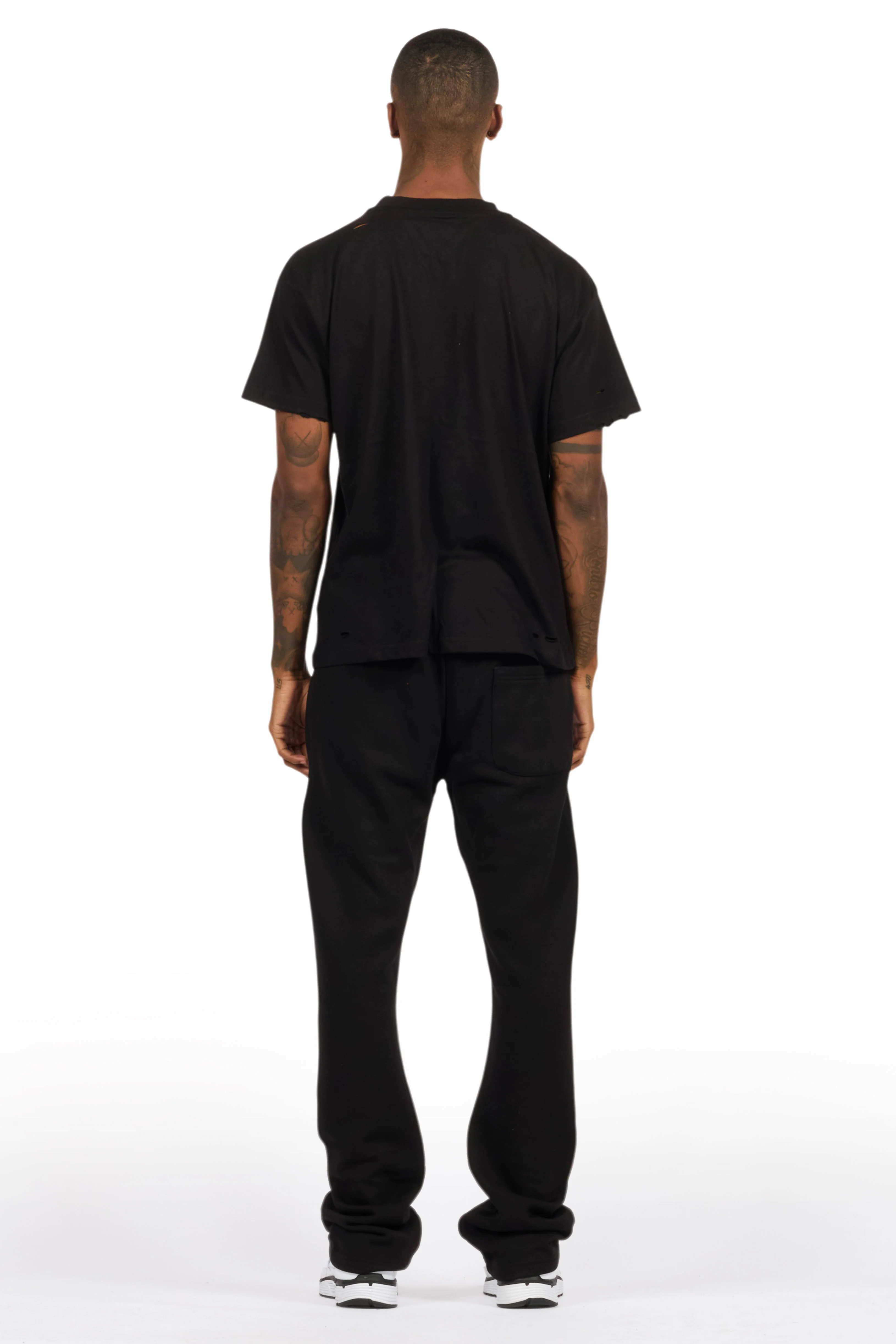 Lake Black/White Oversized T-Shirt/Stacked Track Pant Set - Image 4