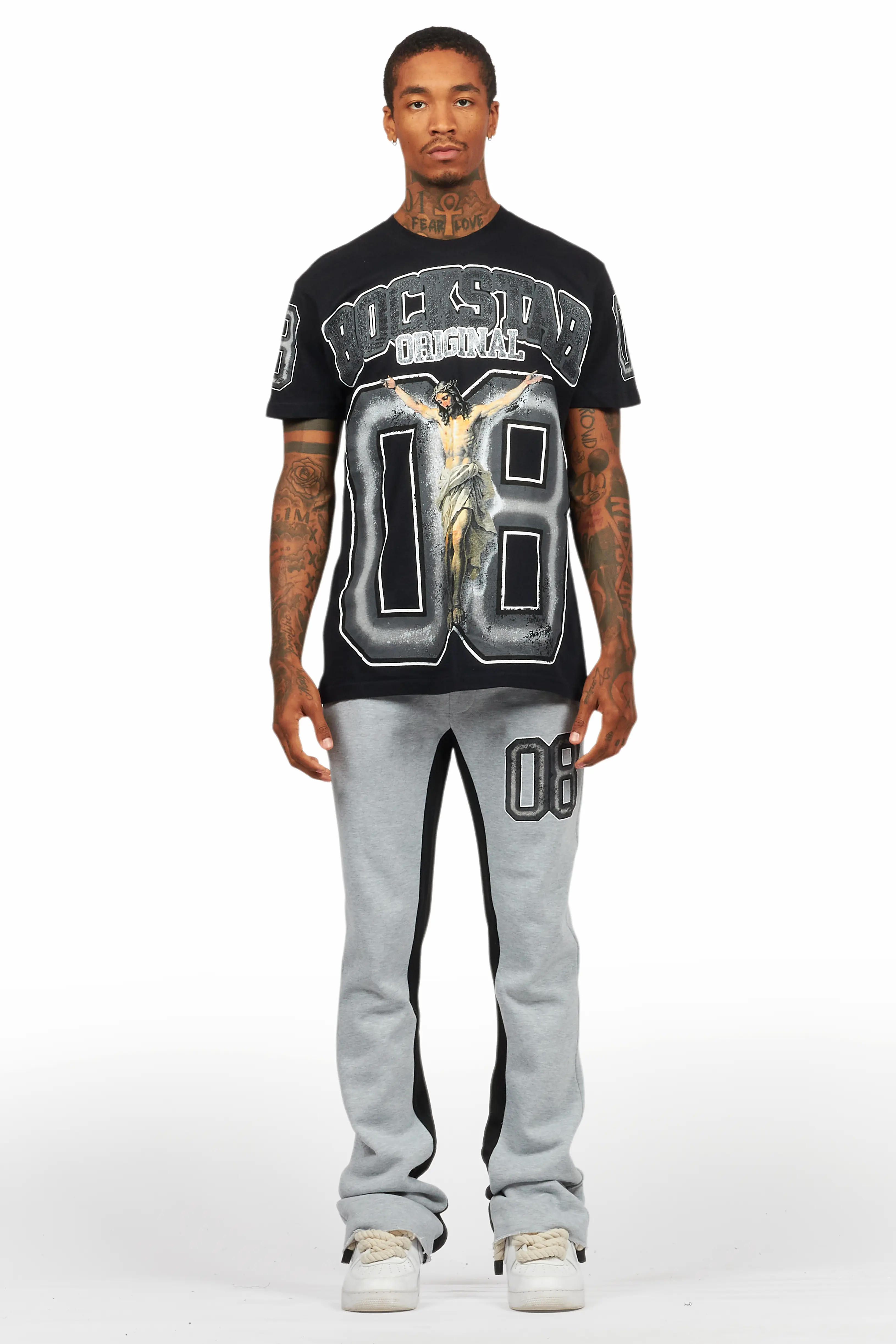 Fields Black/Grey T-Shirt/Baggy Stacked Track Set - Image 2