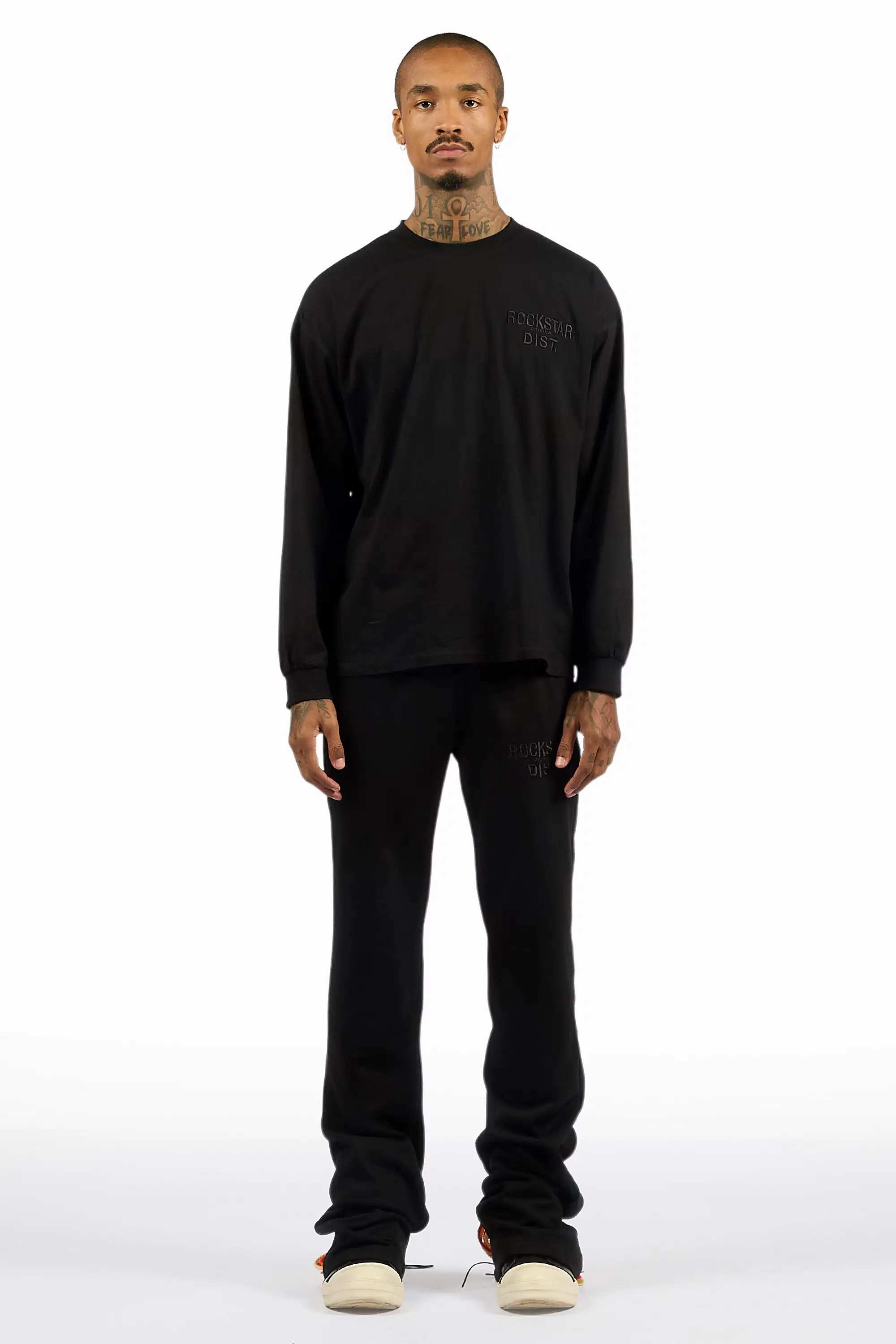 Antal Black Long Sleeve T-Shirt/Baggy Stacked Track Set - Image 3