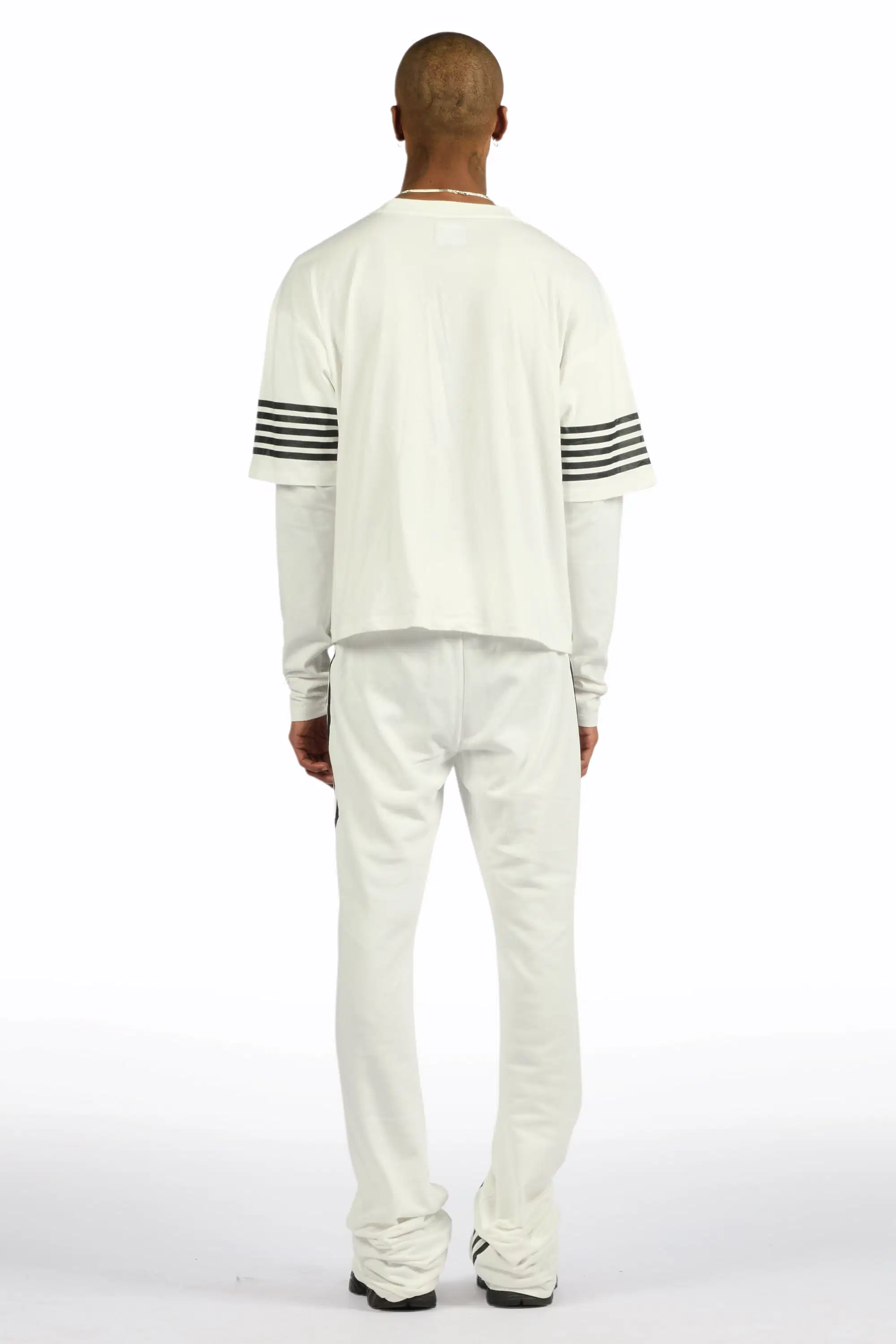 Rulik White Double Layer T-Shirt/Baggy Stacked Track Set - Image 4