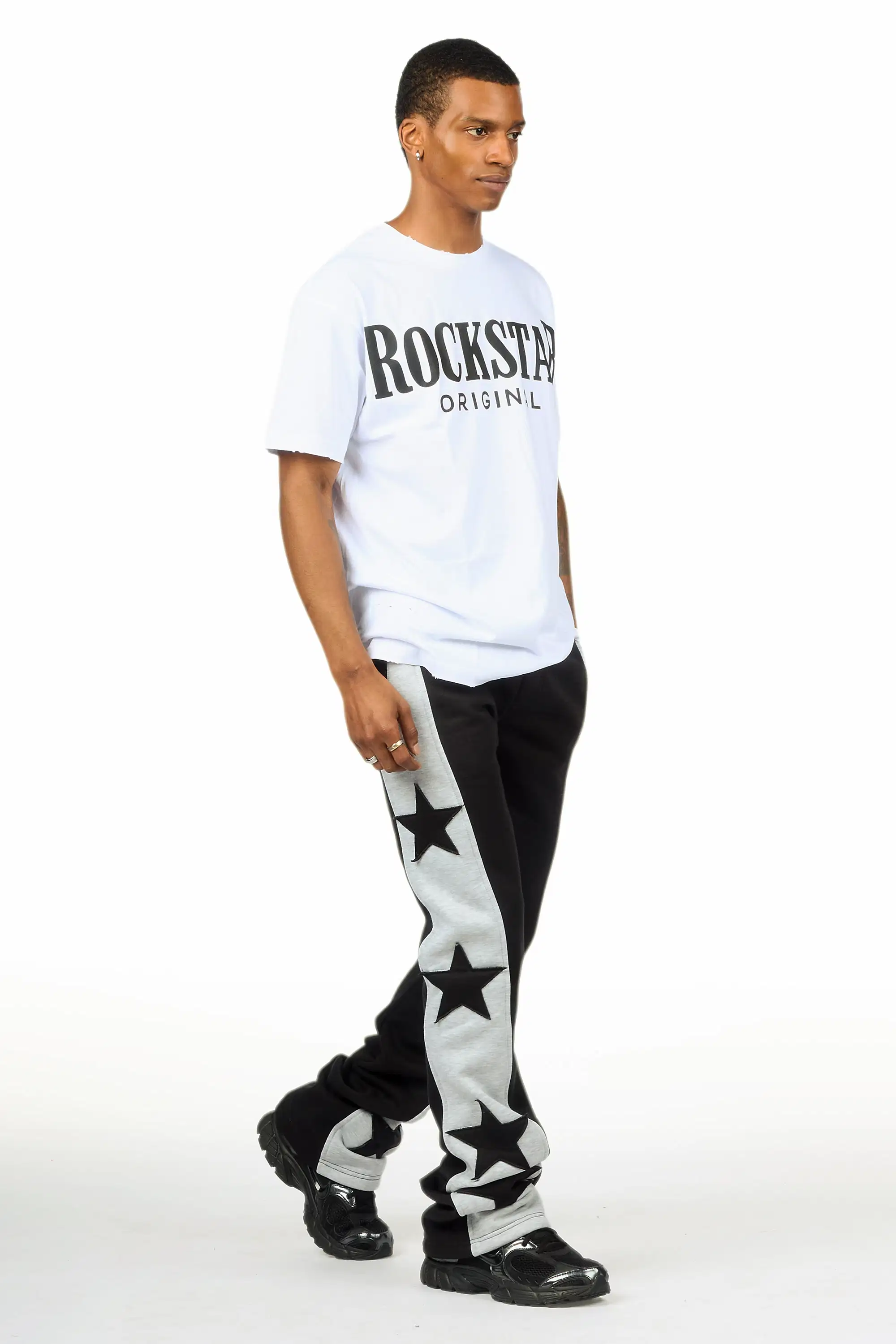 Geza Black Baggy Stacked Pant - Image 4