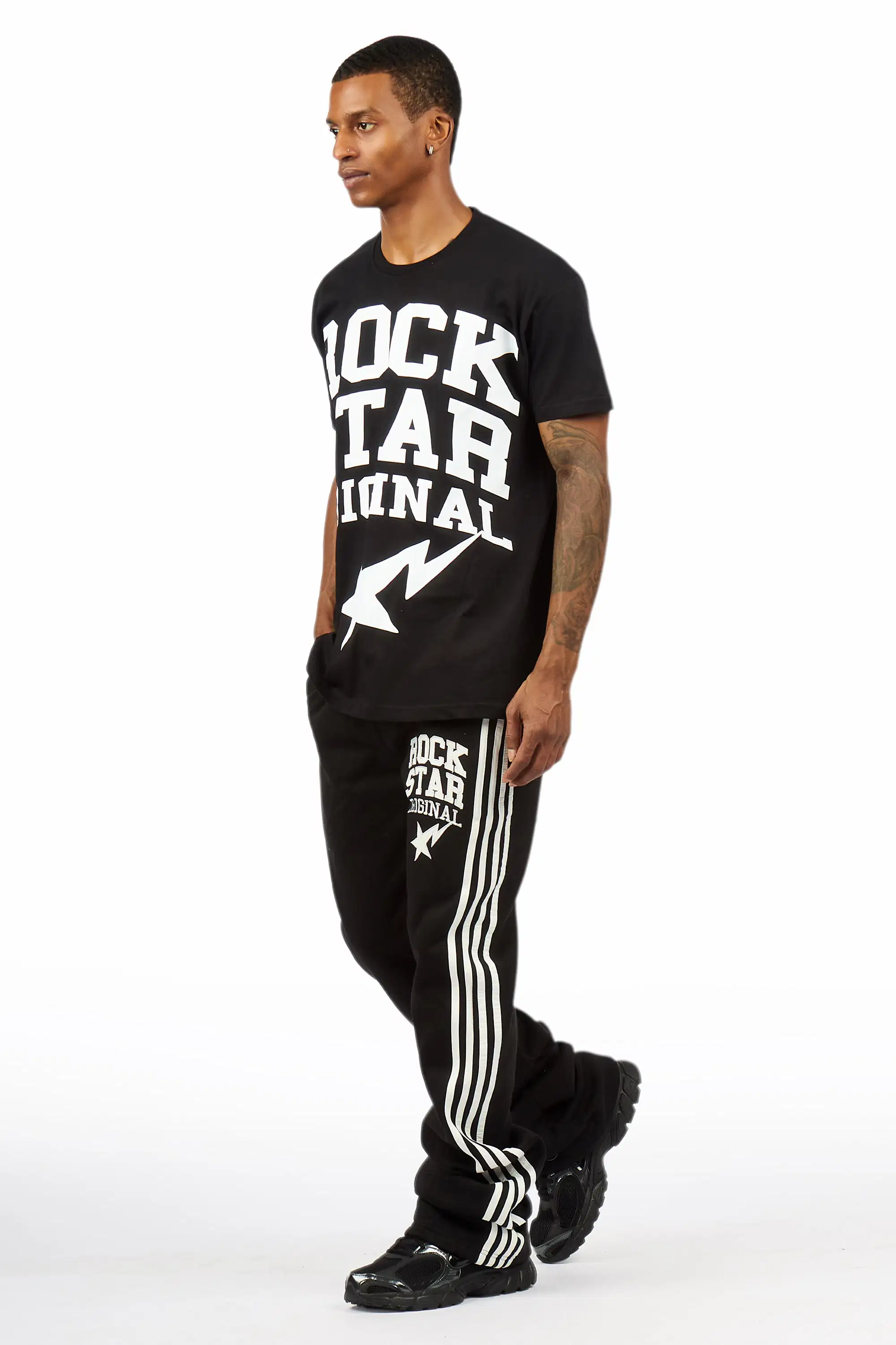 Gerrit 2.0 Black/White T-Shirt/Stacked Baggy Pant Track Set - Image 5