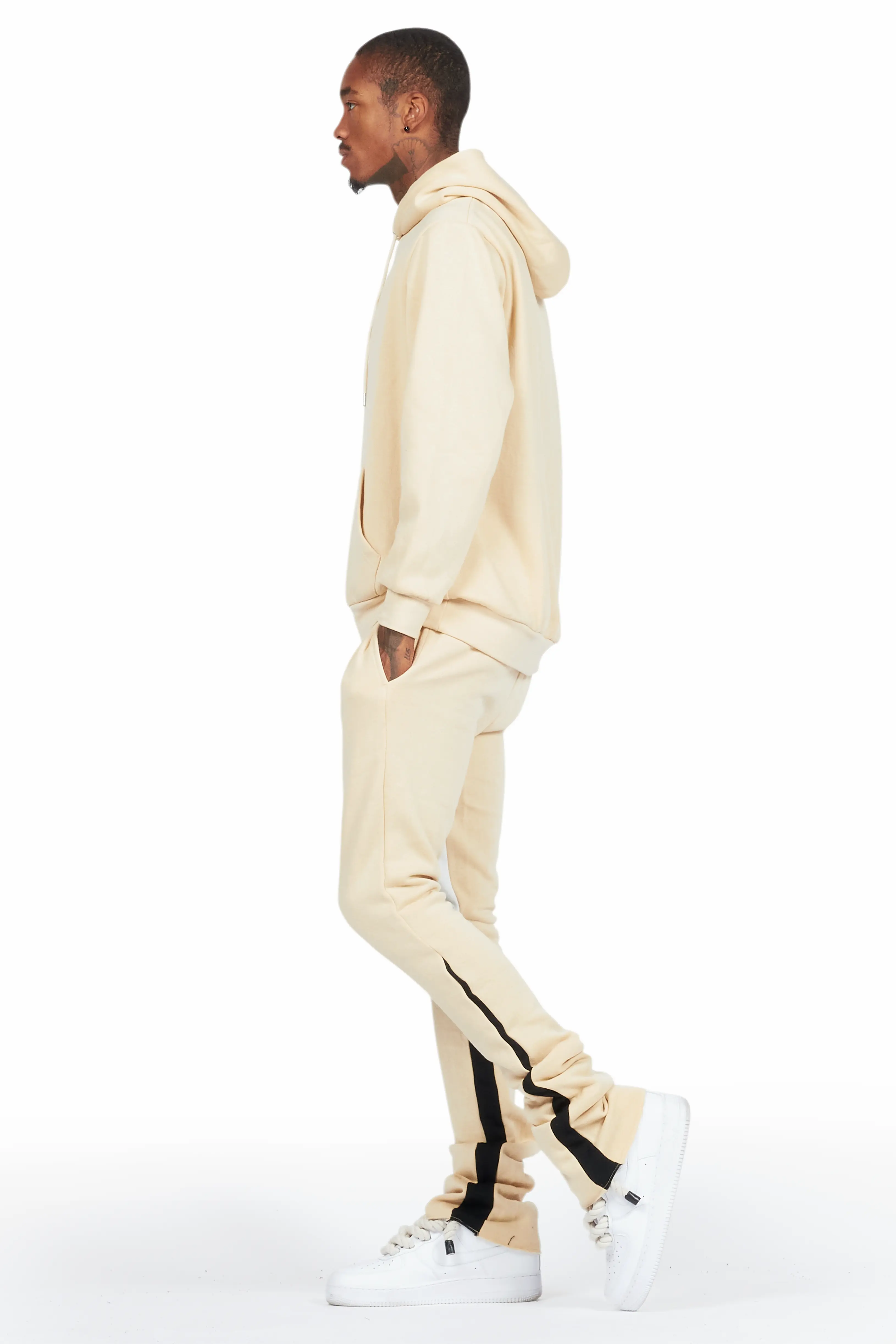 Basic Beige Hoodie/Stacked Flare Track Set - Image 3