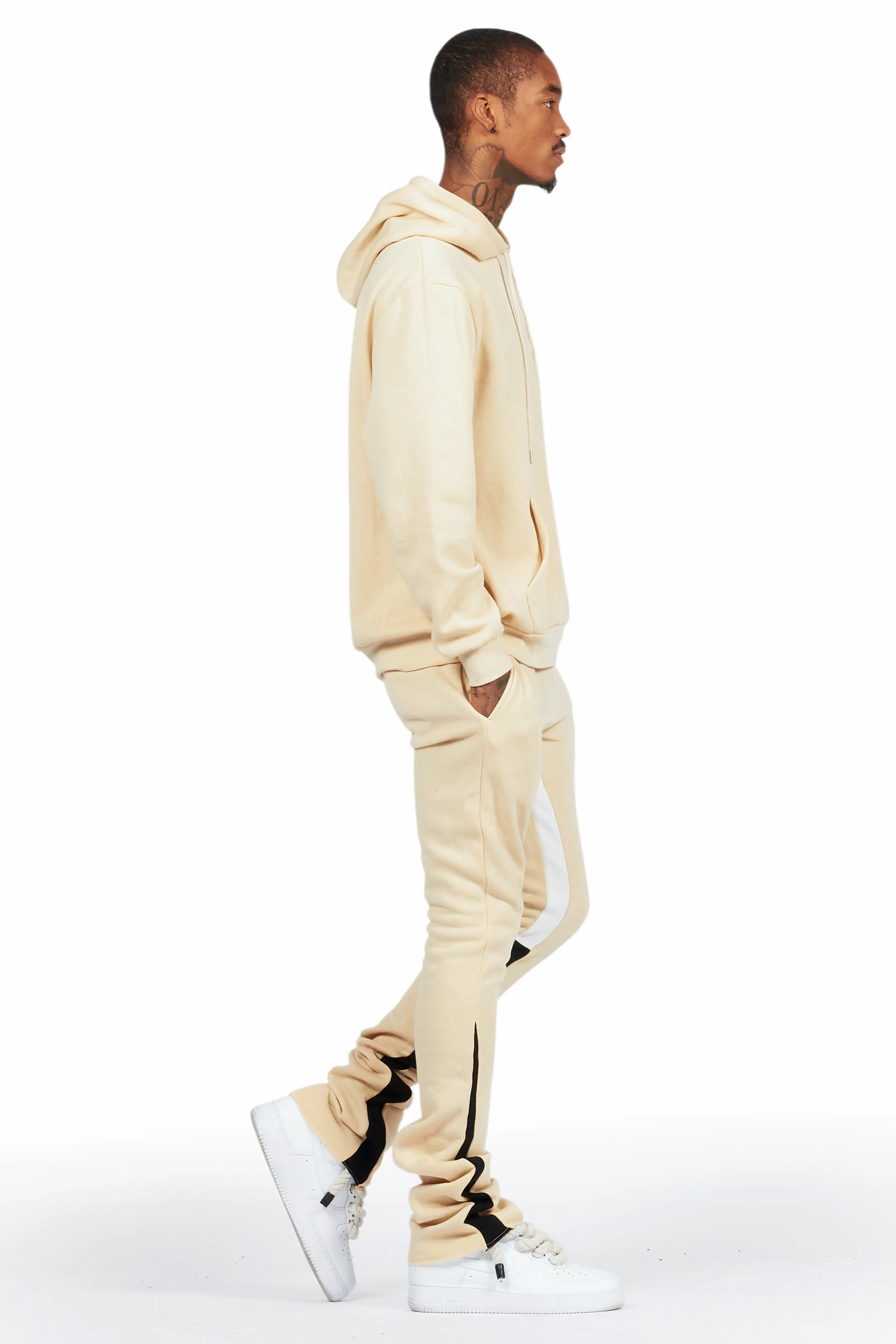 Basic Beige Hoodie/Stacked Flare Track Set - Image 5