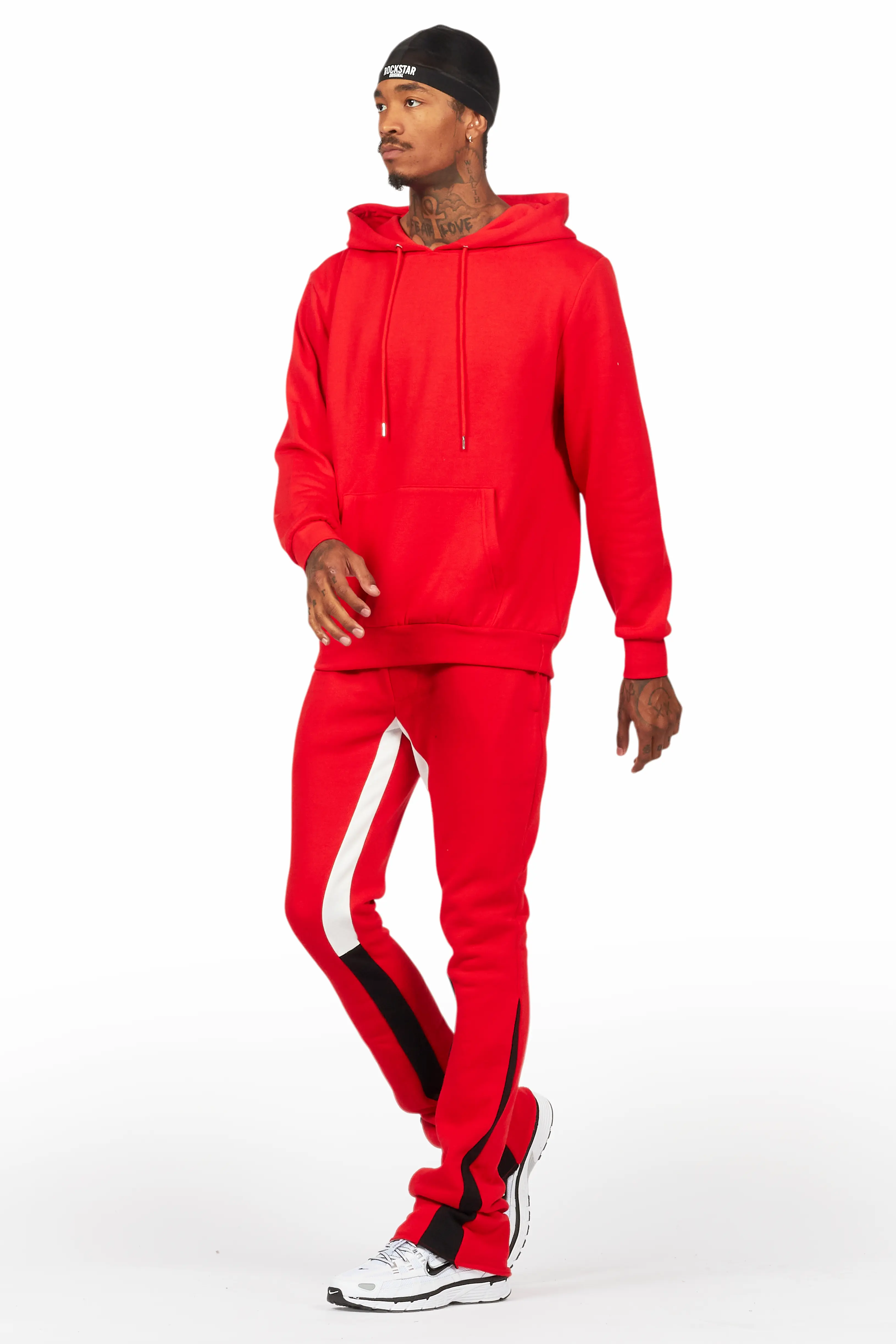 Basic Red Hoodie/Stacked Flare Track Set - Image 5