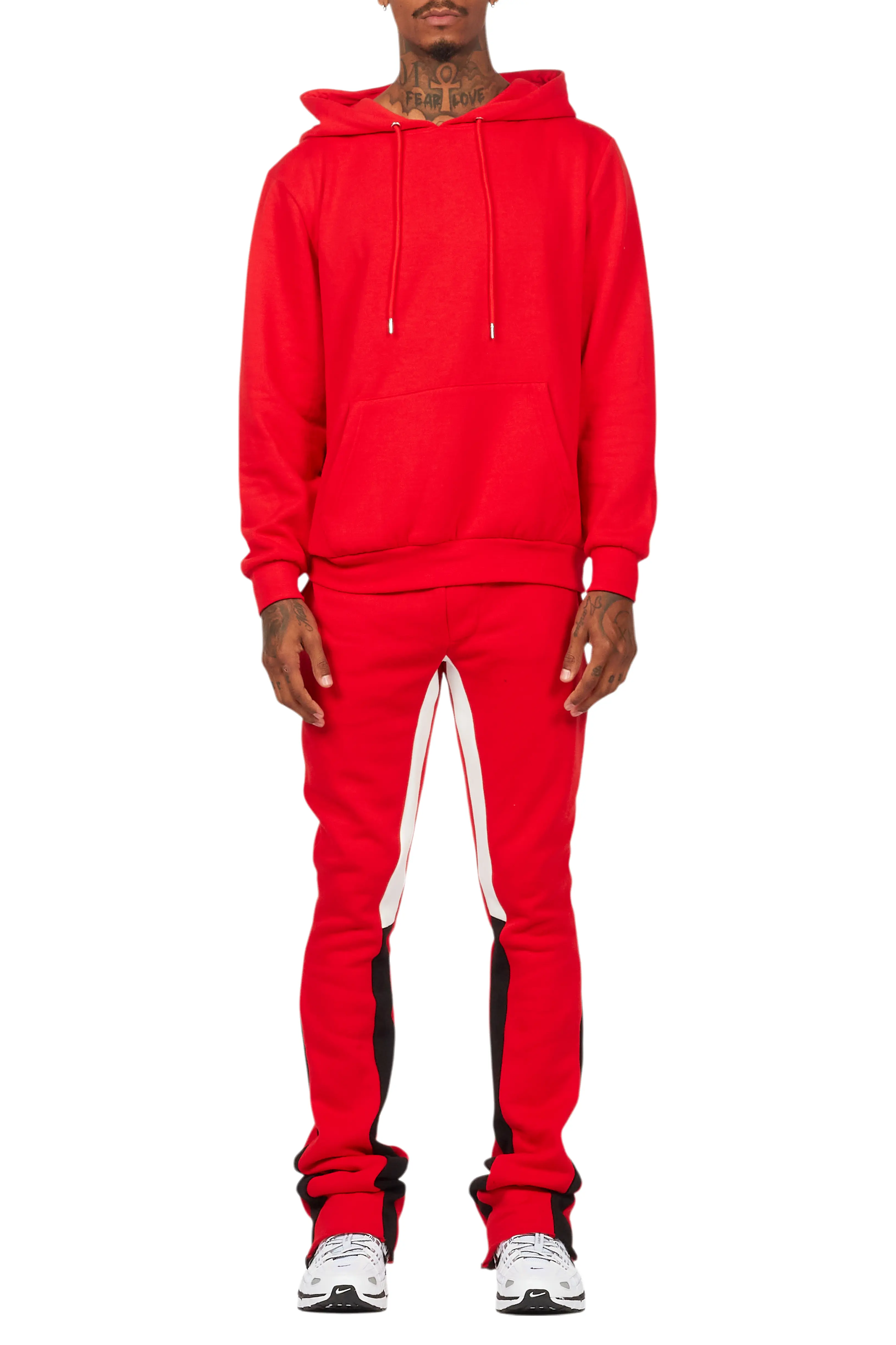 Basic Red Hoodie/Stacked Flare Track Set - Image 9