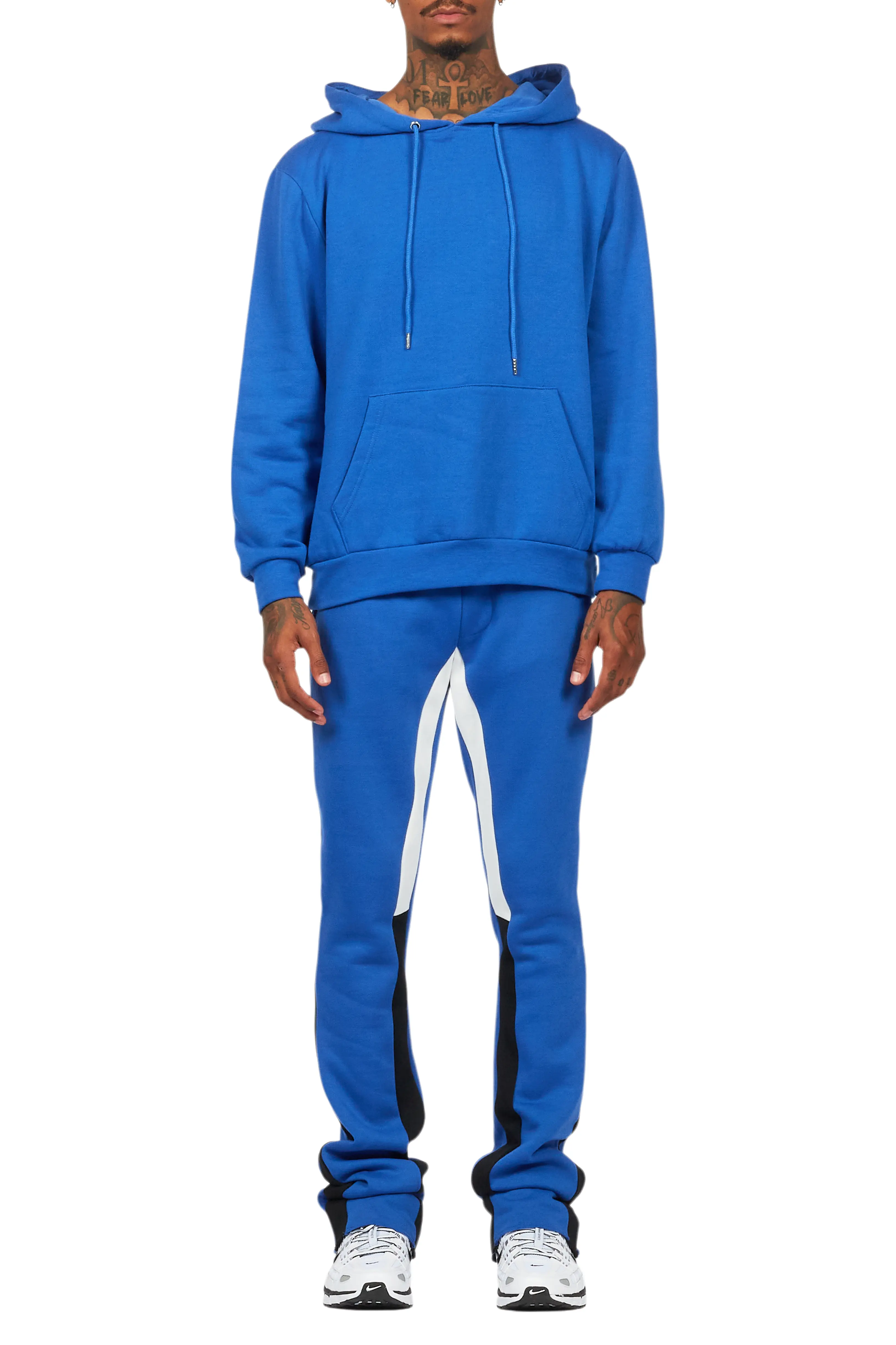 Basic Royal Blue Hoodie/Stacked Flare Track Set - Image 9