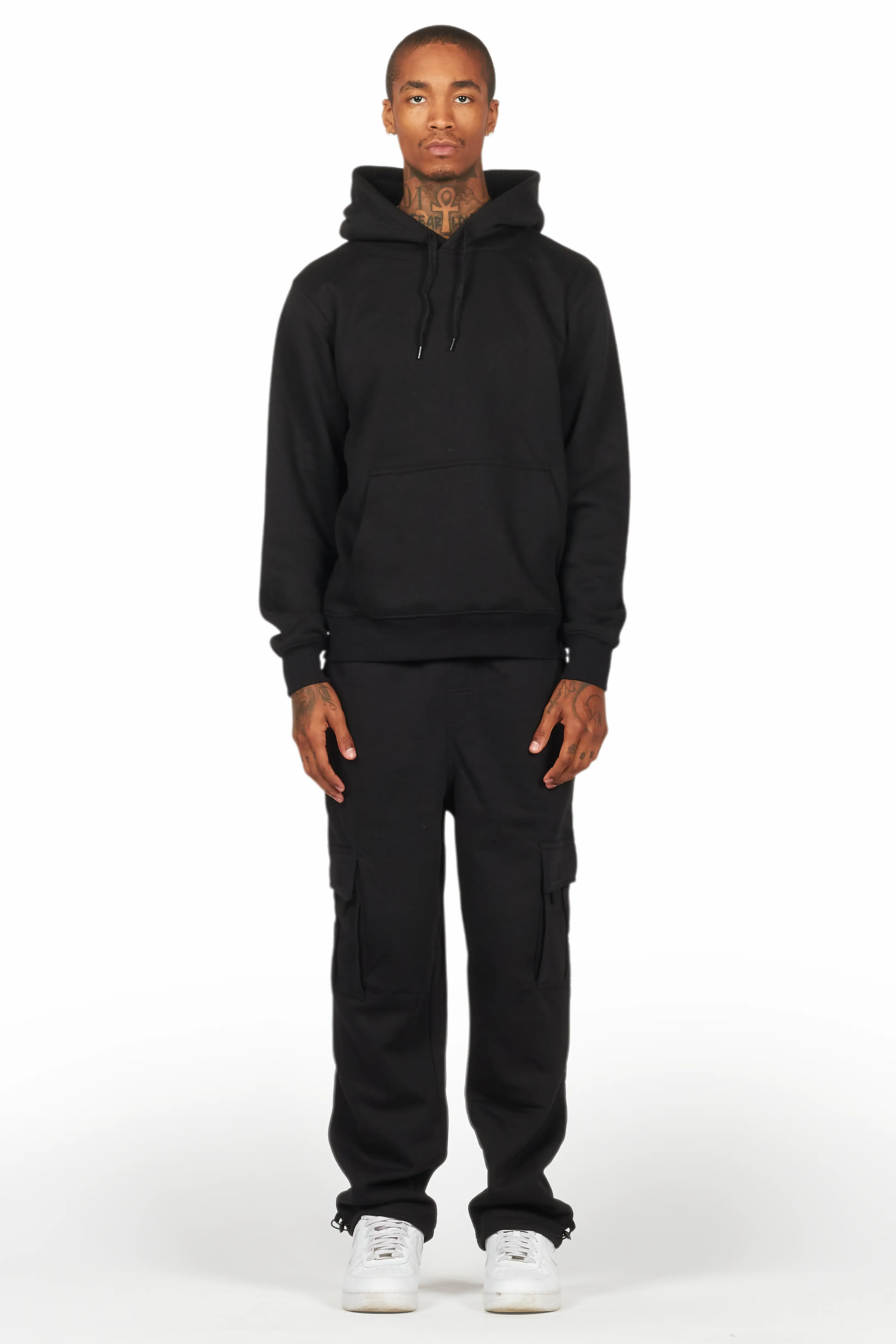 Basic Black Hoodie/Cargo Sweat Pant Set - Image 2