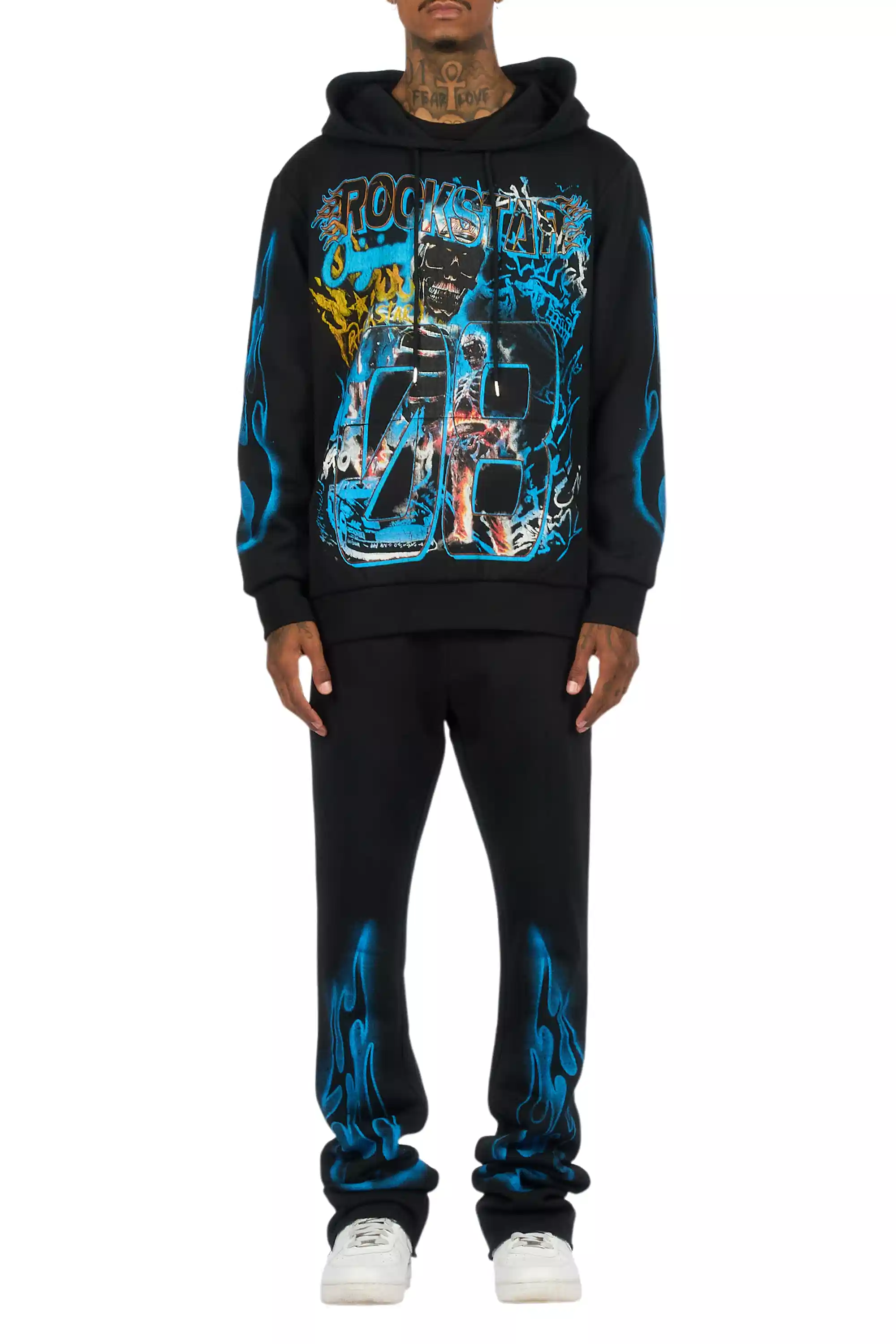Eros Black Hoodie/Stacked Pant Track Set - Image 10