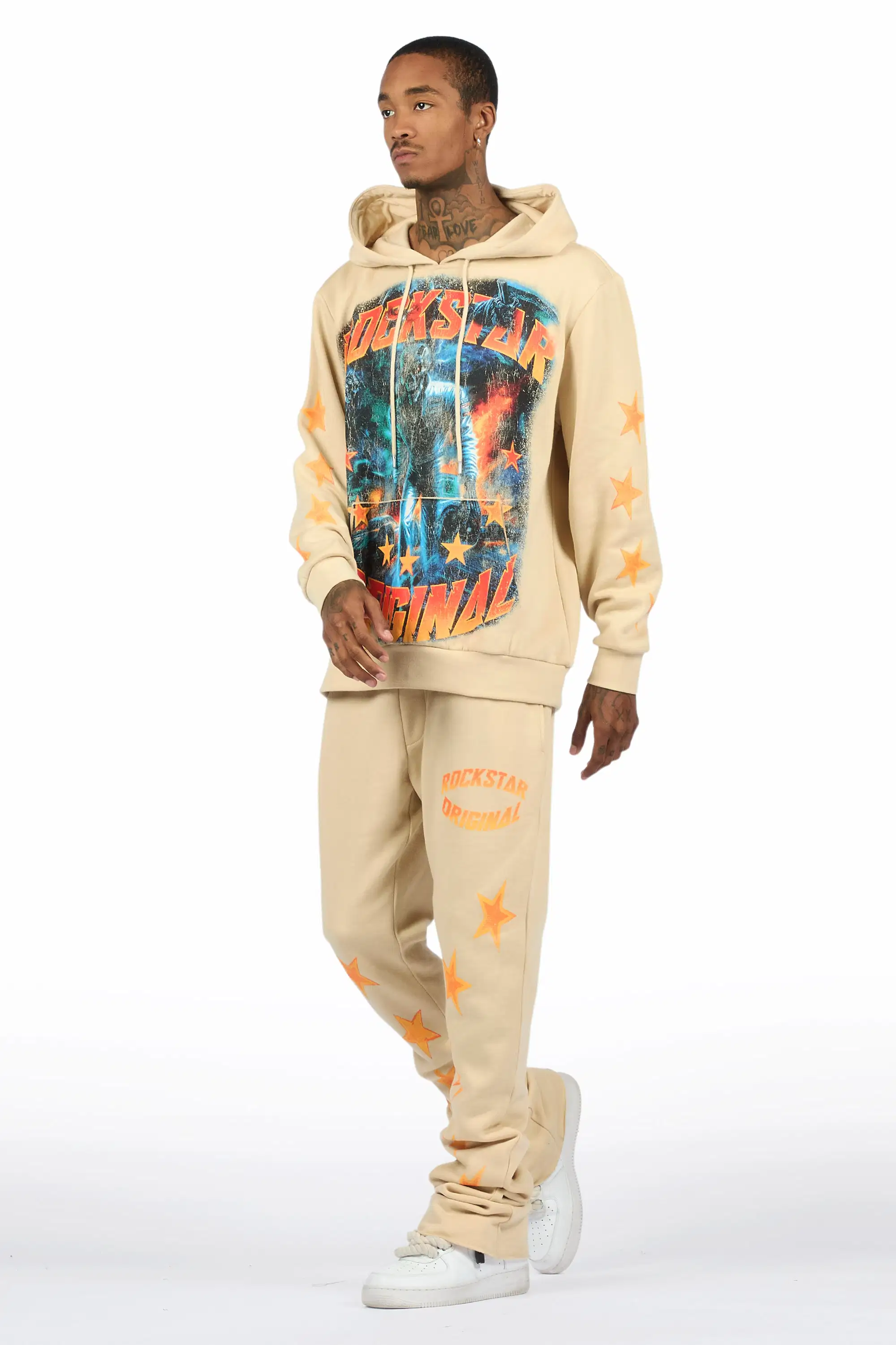 Torque Beige Hoodie/Stacked Pant Track Set - Image 6