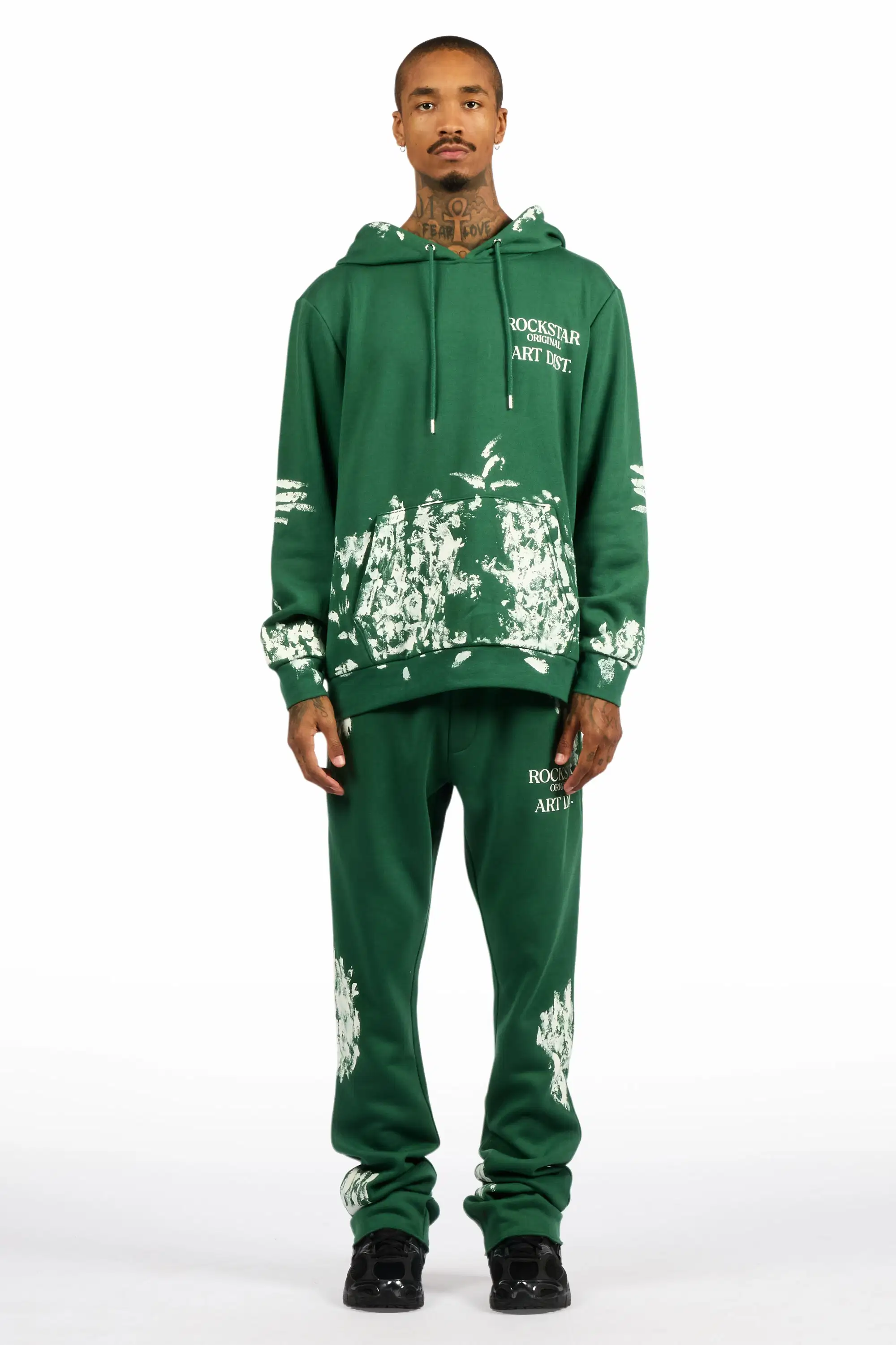 Filip Green Hoodie/Stacked Pant Track Set - Image 2