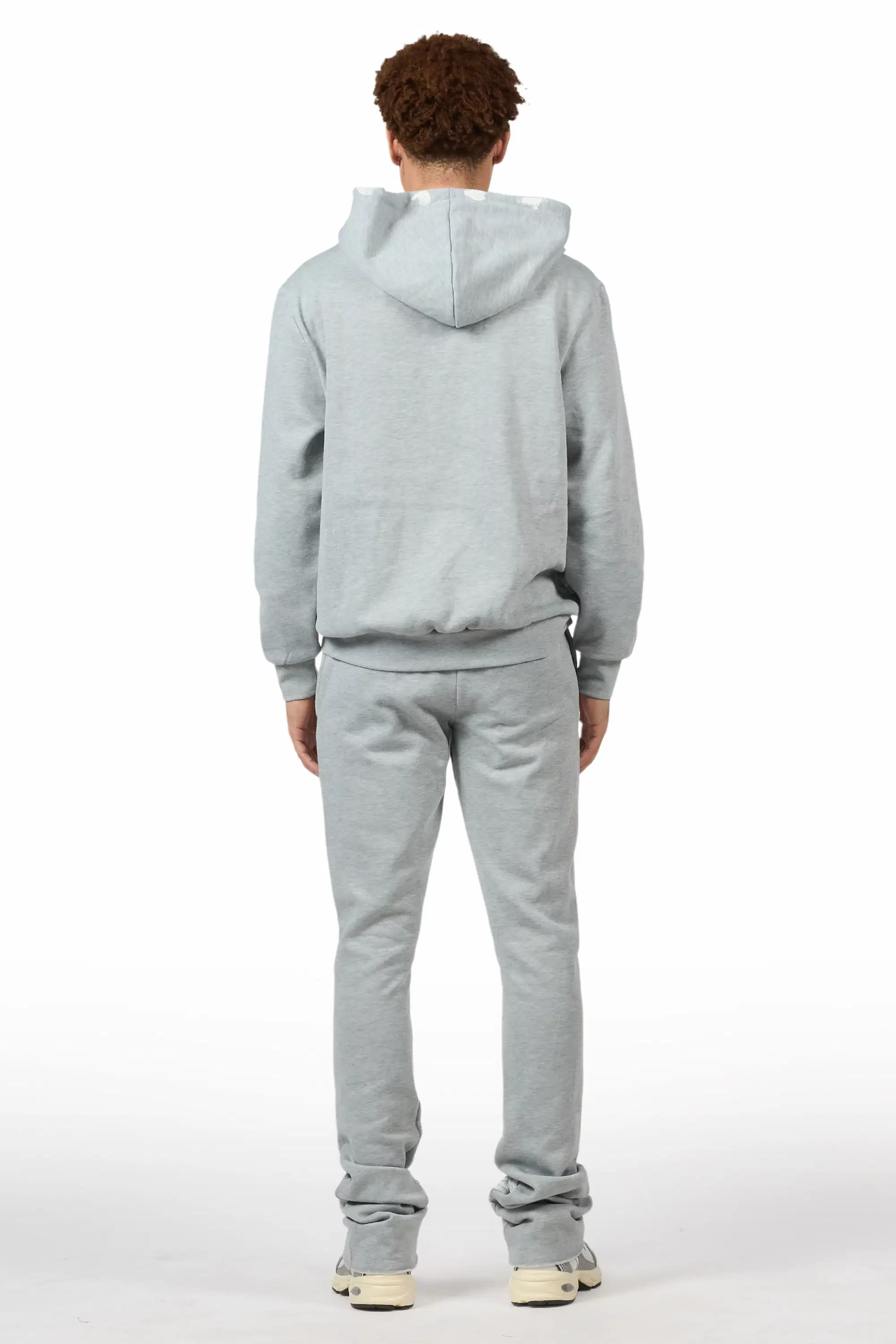 Filip Heather Grey Hoodie/Stacked Pant Track Set - Image 4
