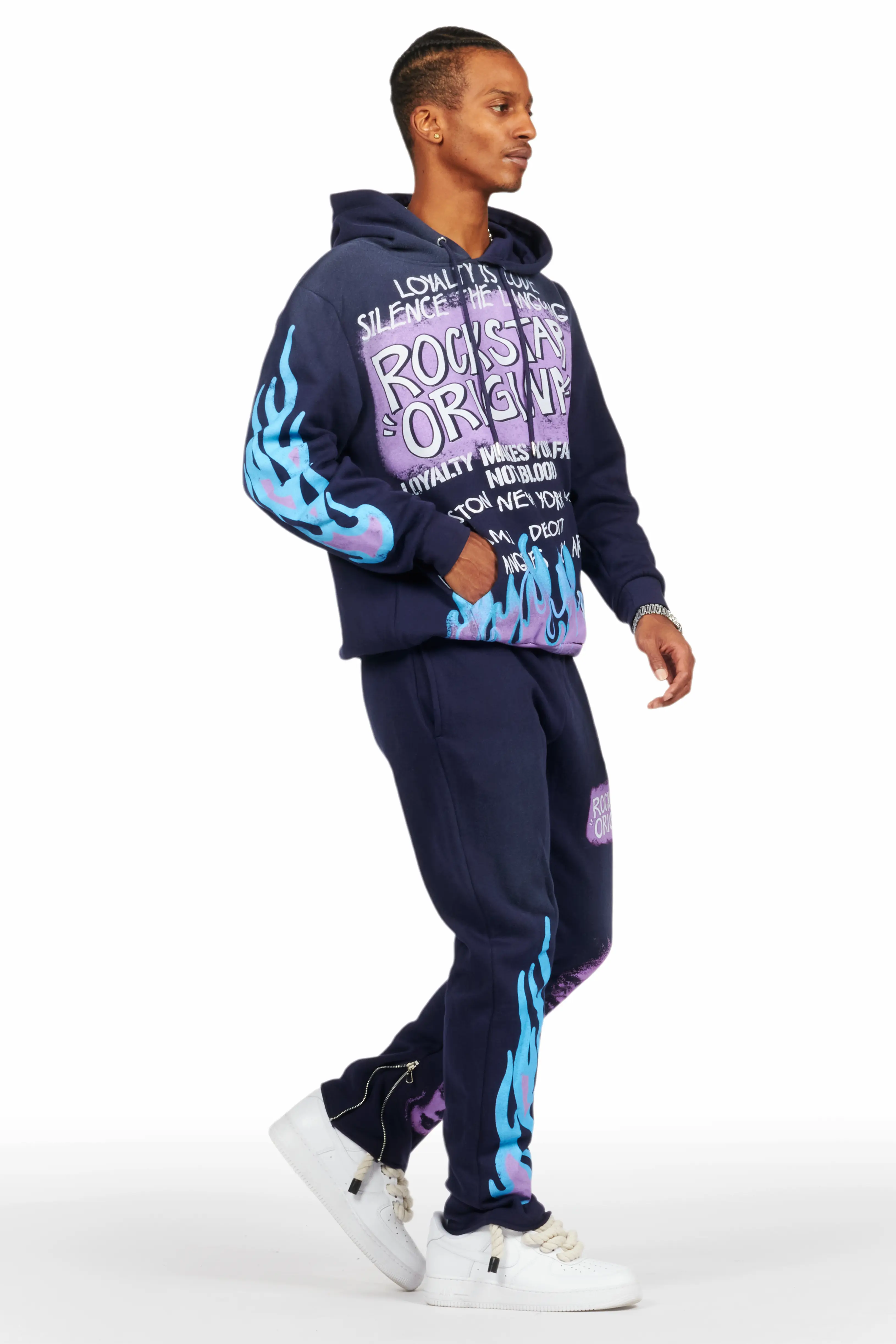 Beno Navy Slim Fit Hoodie Track Set - Image 7