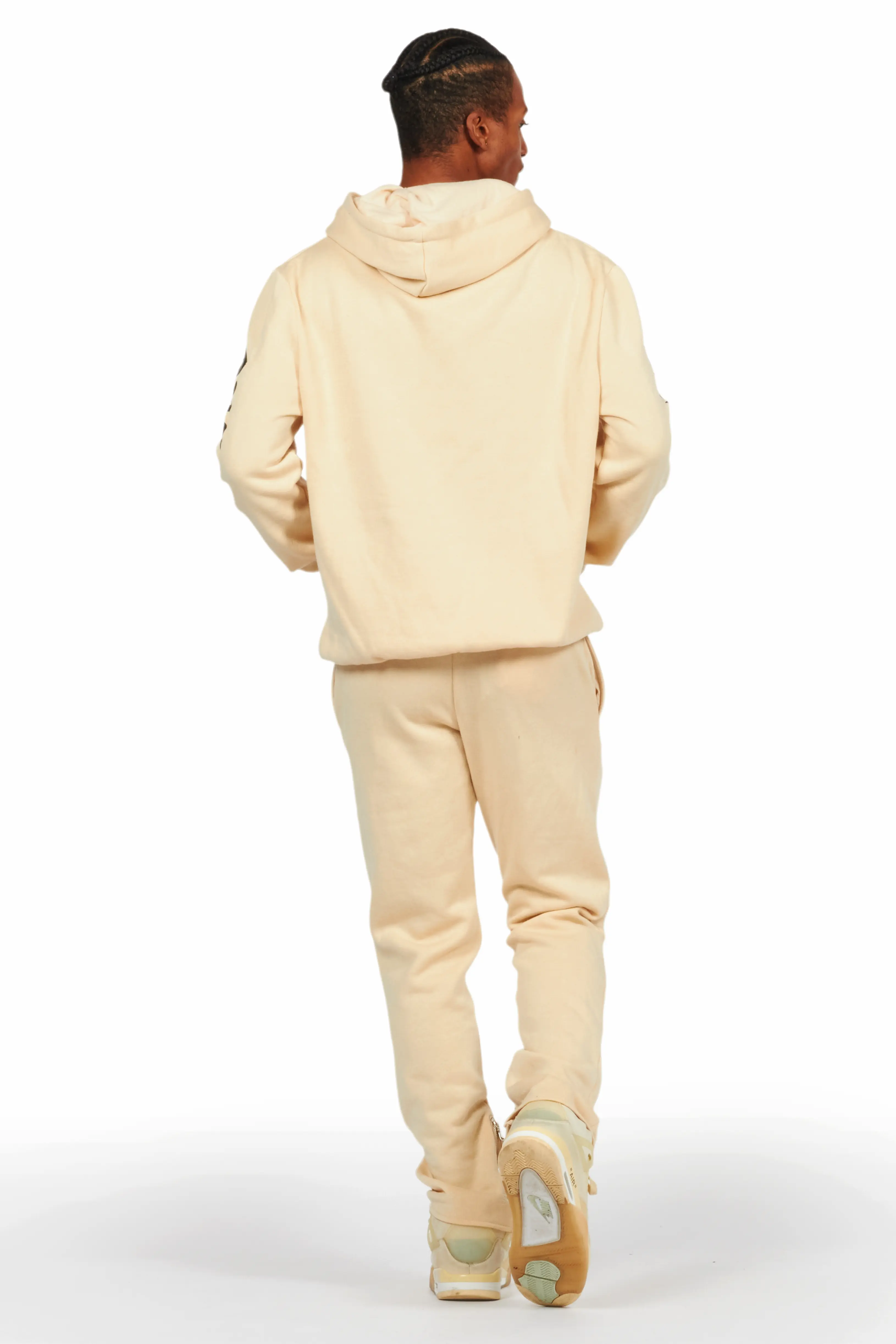 Alonzo Beige Slim Fit Hoodie Track Set - Image 4