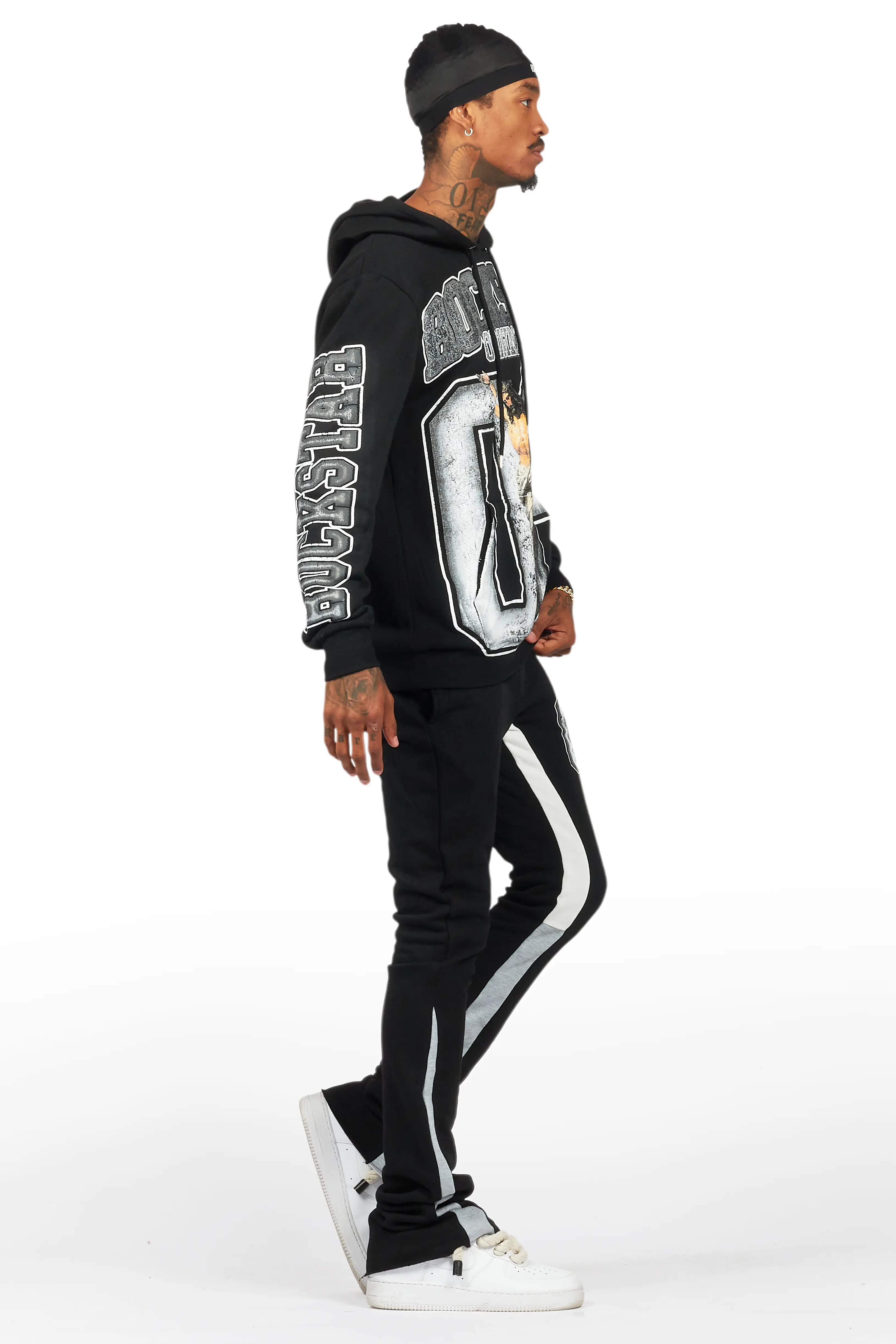 Fields Black/White Stacked Flare Hoodie Track Set - Image 3