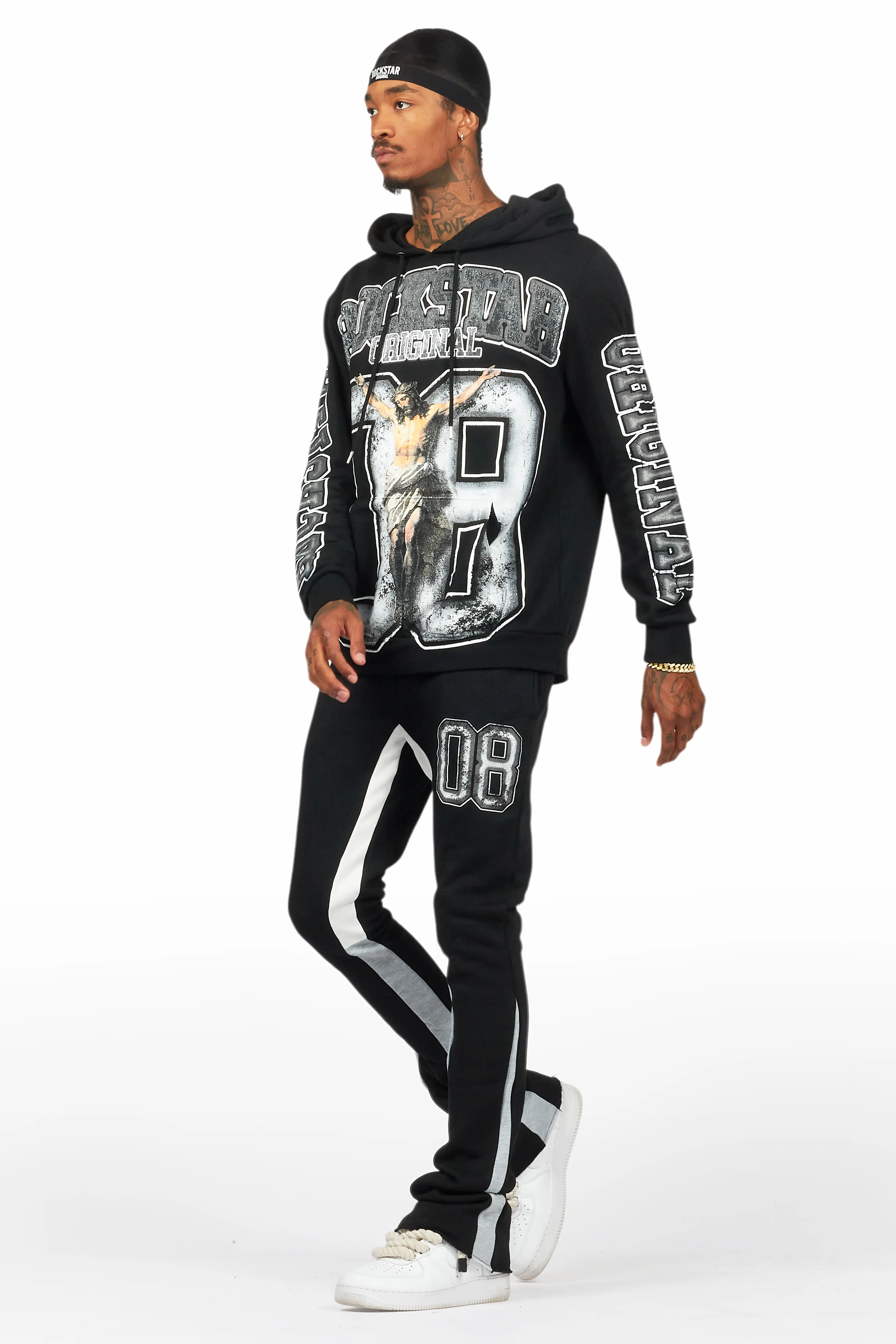 Fields Black/White Stacked Flare Hoodie Track Set - Image 5