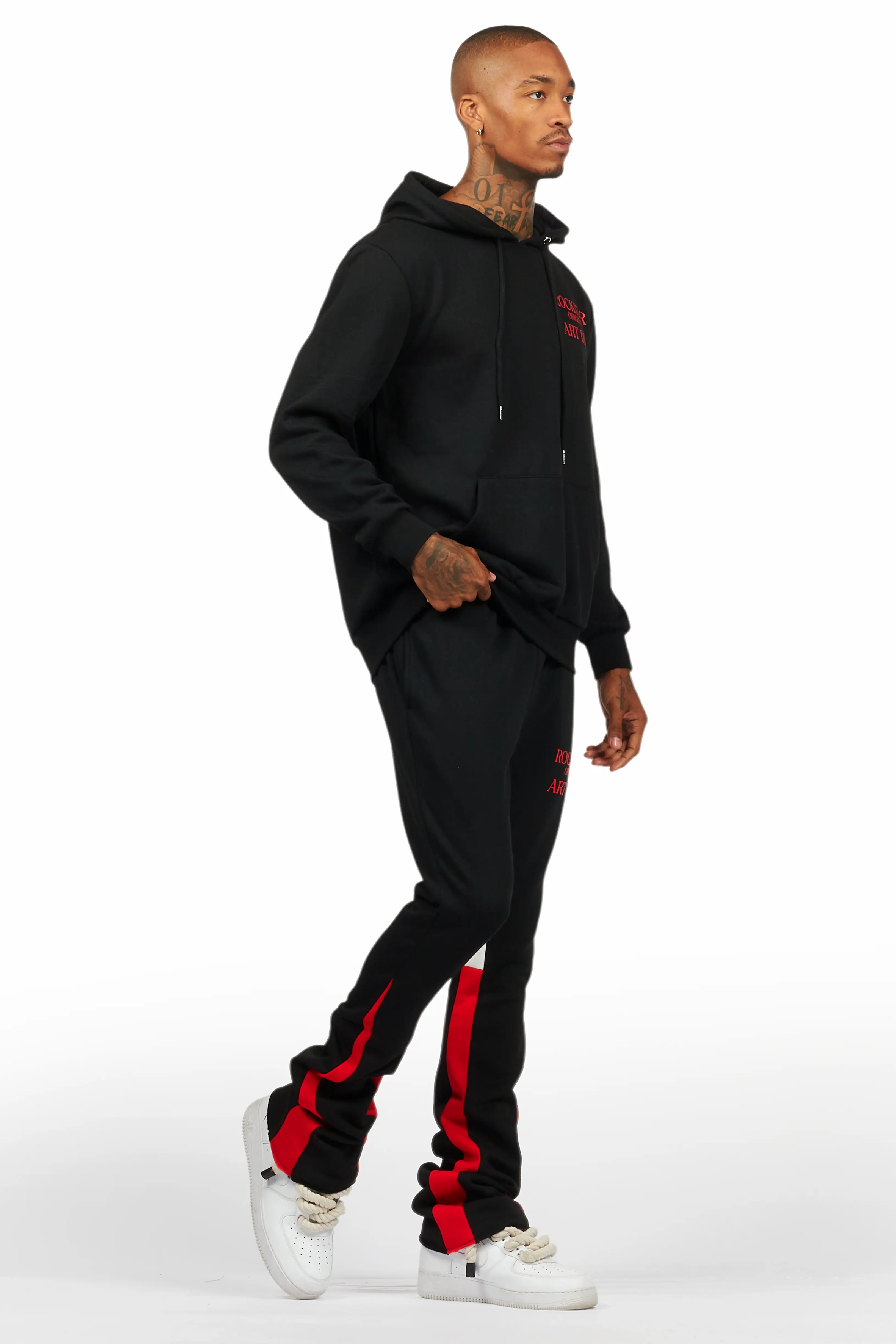 Briggs Black/Red Hoodie/Stacked Flare Track Set - Image 6