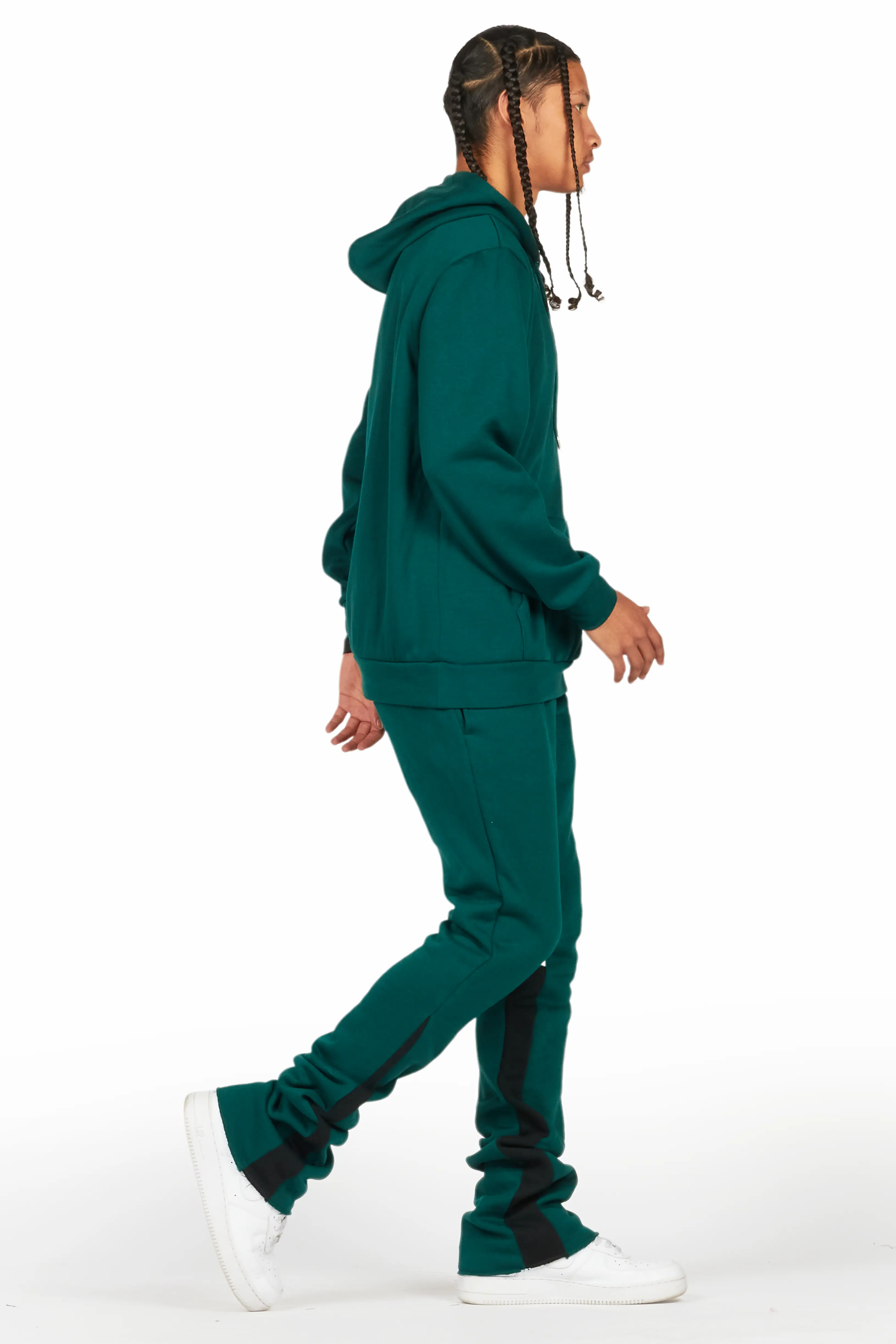 Briggs Dark Green Hoodie/Stacked Flare Track Set - Image 3