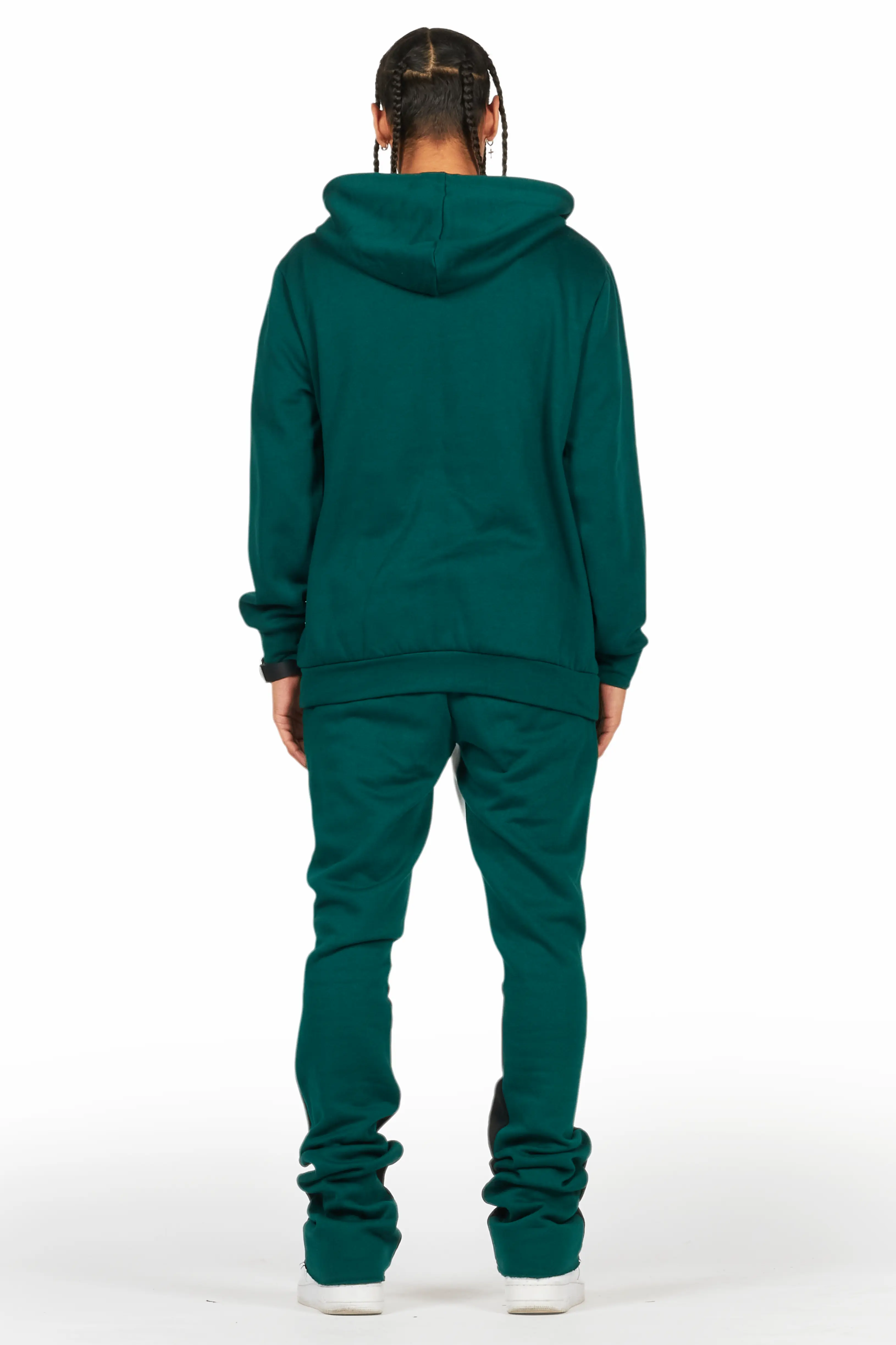 Briggs Dark Green Hoodie/Stacked Flare Track Set - Image 4