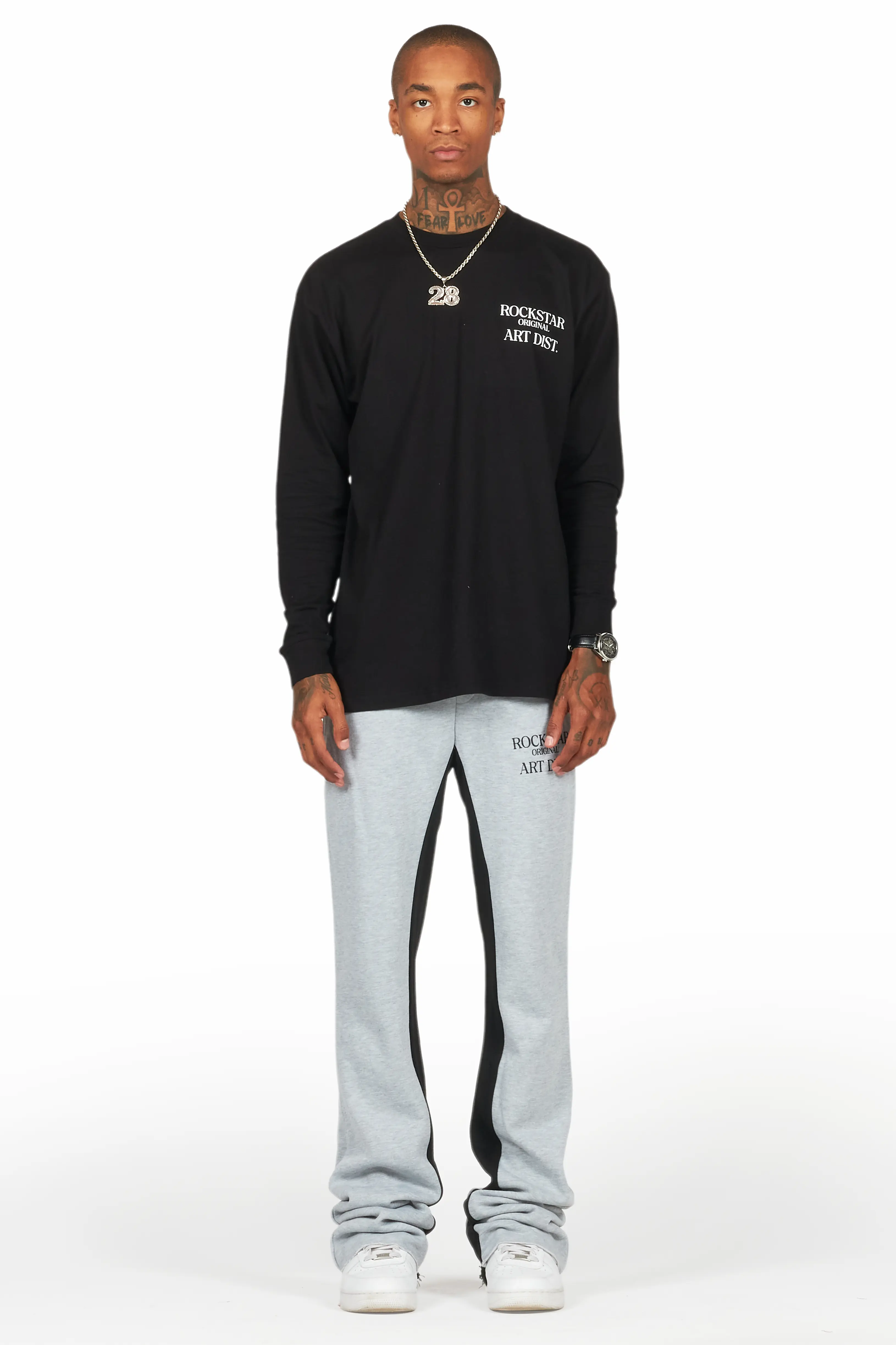 Briggs Black/Grey Long Sleeve T-Shirt/Baggy Pant Set - Image 2