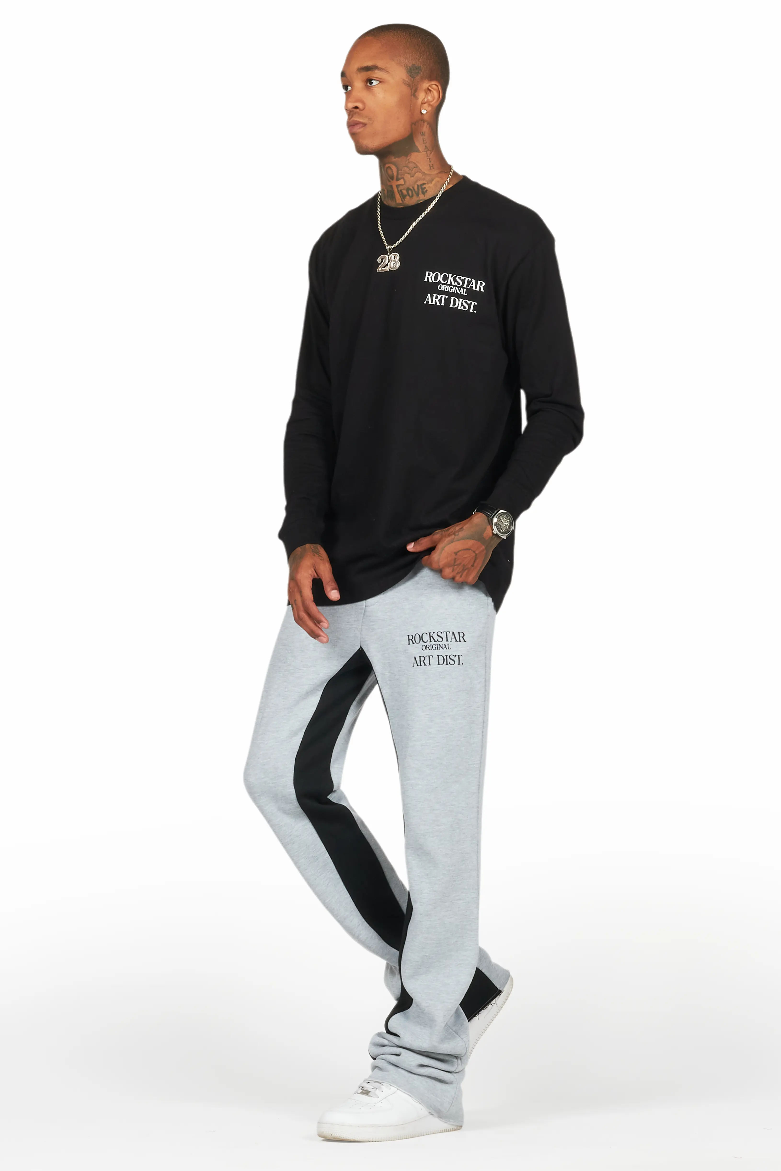 Briggs Black/Grey Long Sleeve T-Shirt/Baggy Pant Set - Image 5