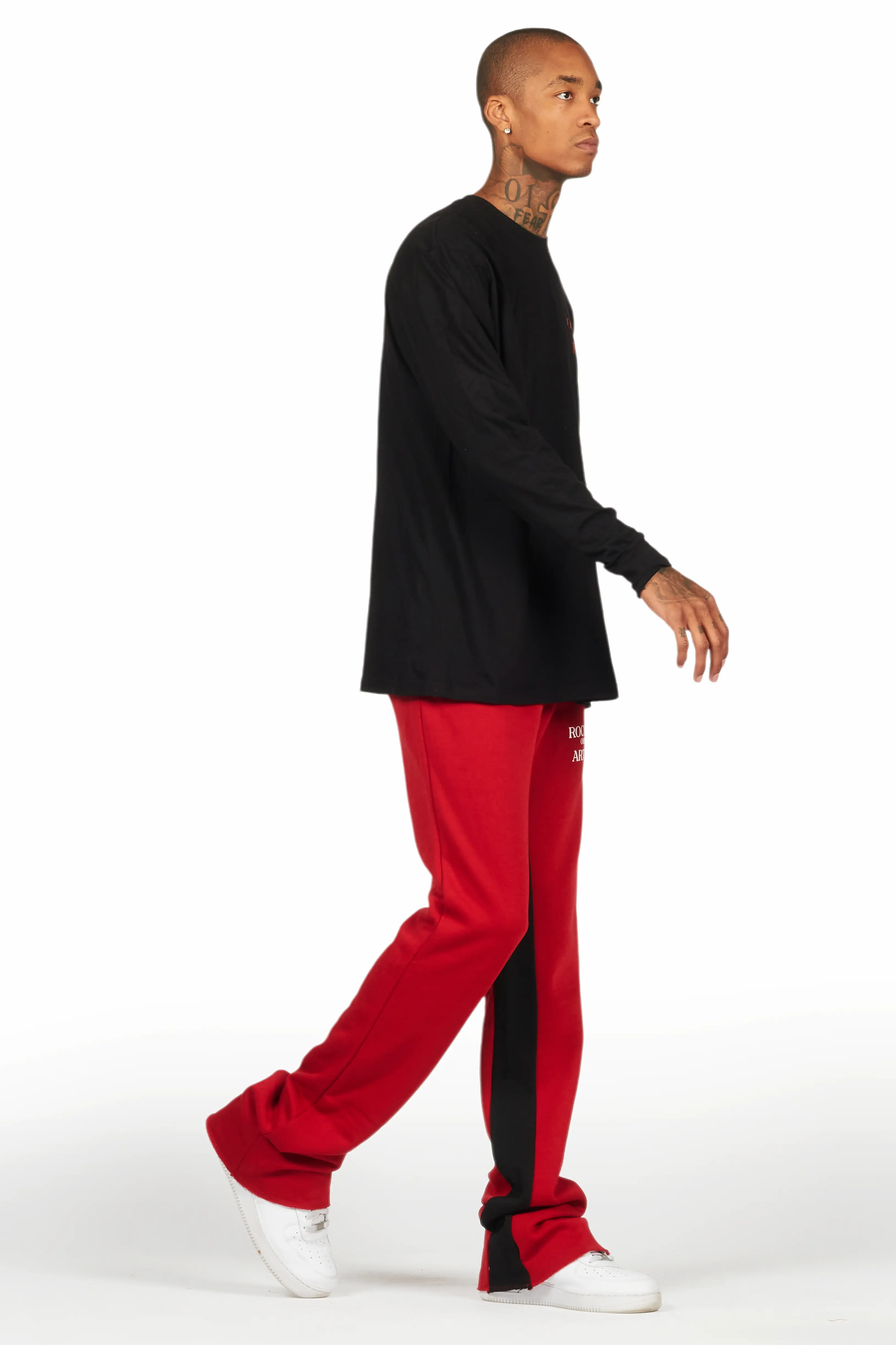 Briggs Burgundy Long Sleeve T-Shirt/Baggy Pant Set - Image 6