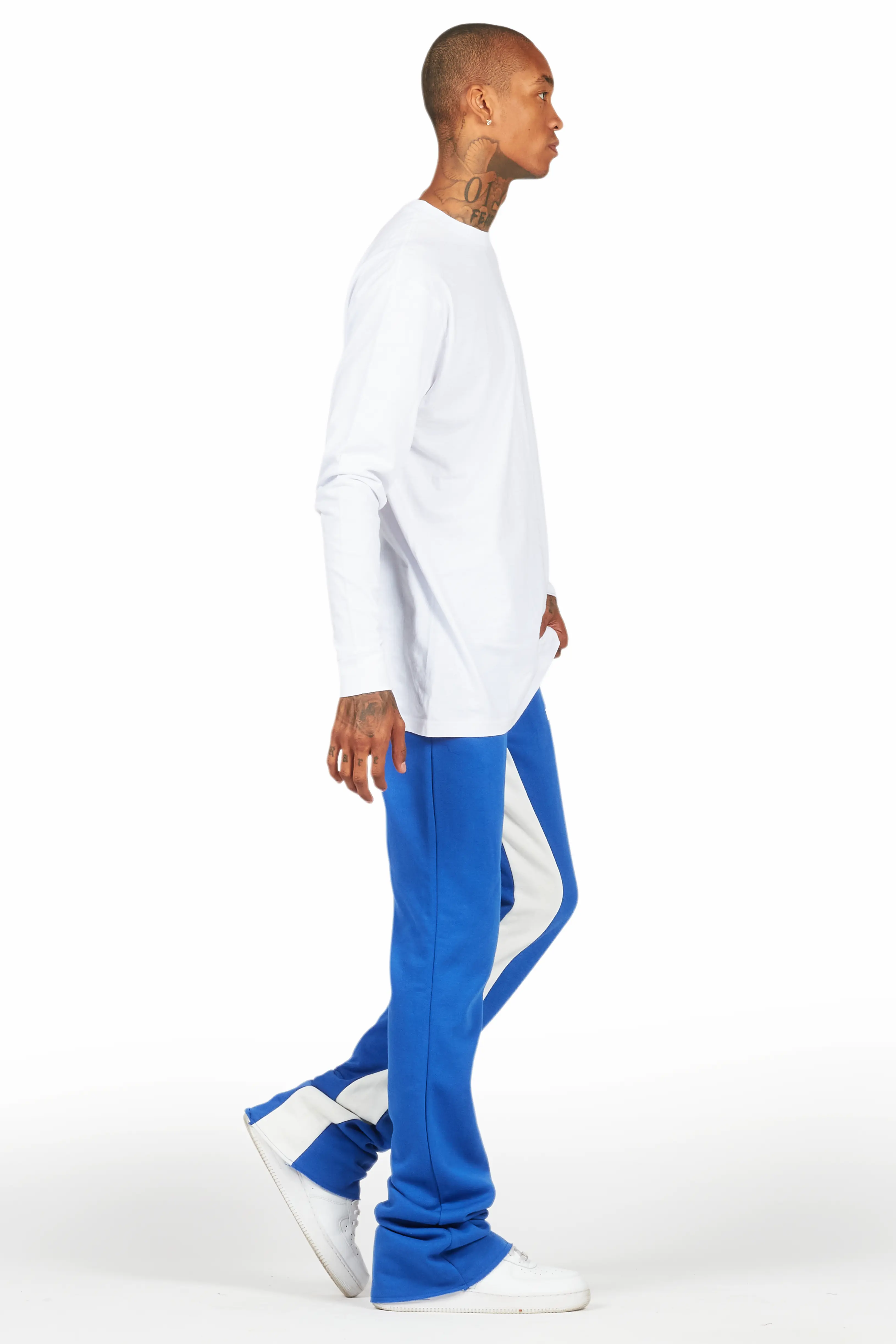 Briggs White/Royal Long Sleeve T-Shirt/Baggy Pant Set - Image 3