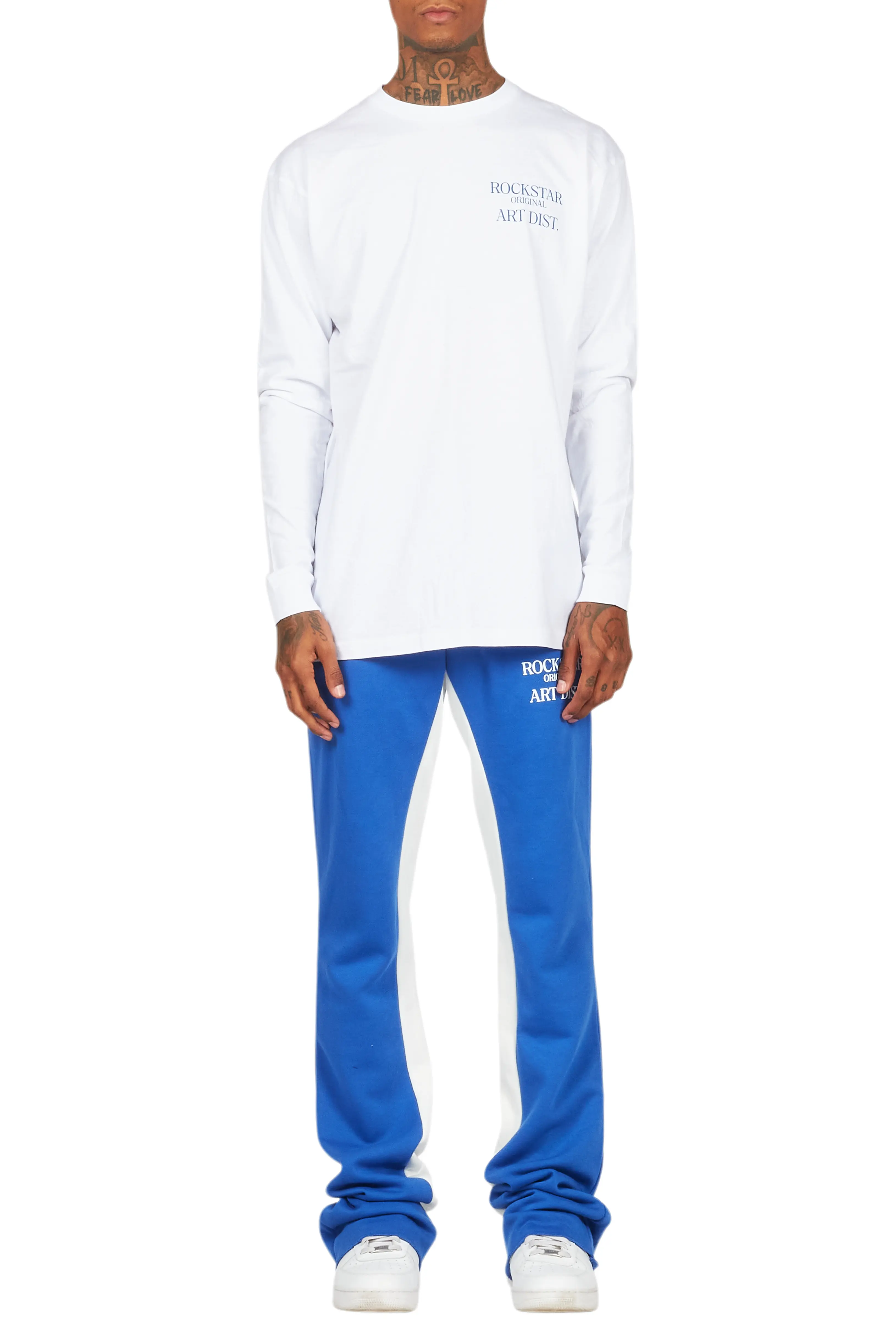 Briggs White/Royal Long Sleeve T-Shirt/Baggy Pant Set - Image 9