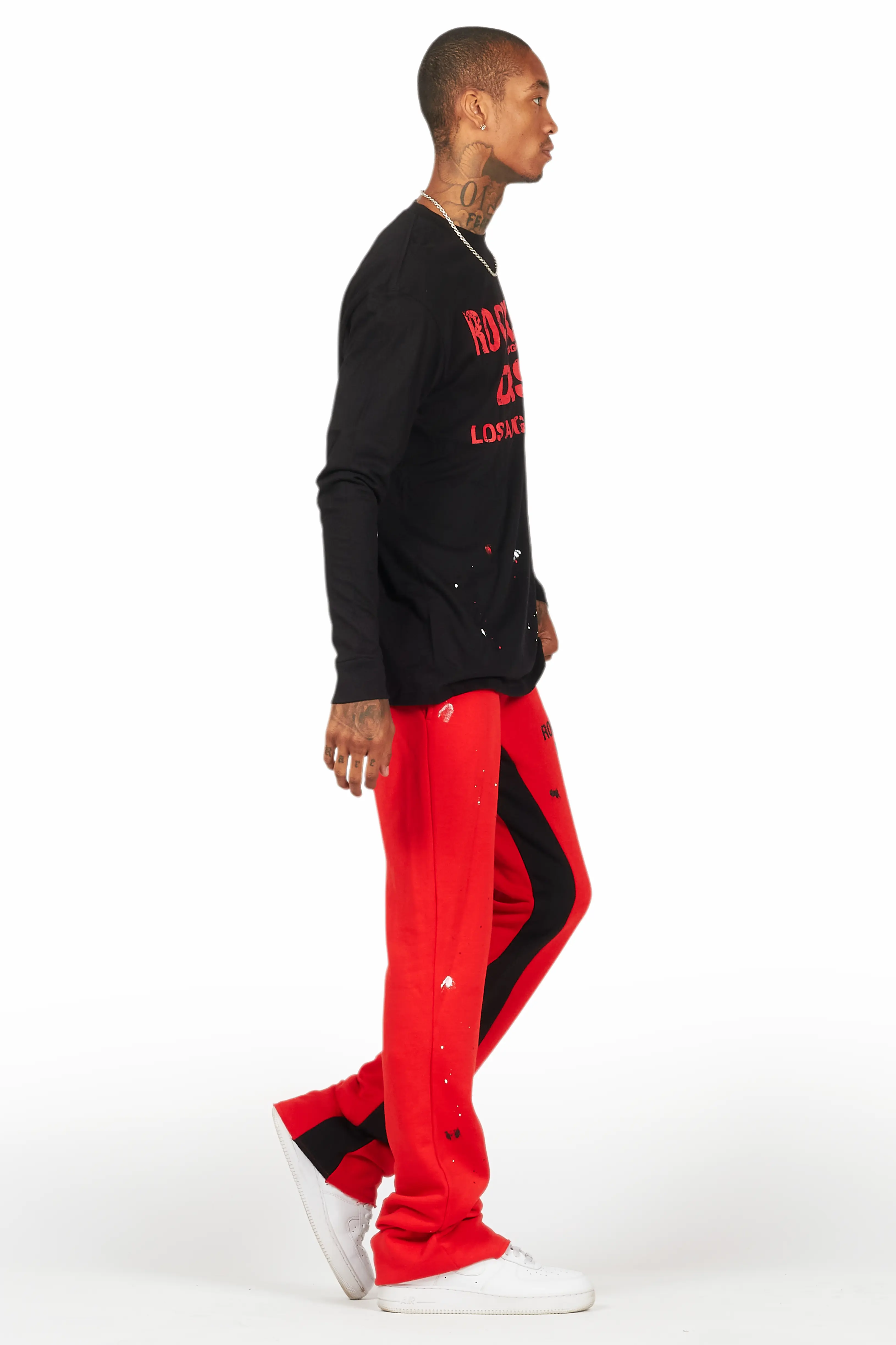 Scottie Red/Black Long Sleeve T-Shirt/Baggy Pant Set - Image 3