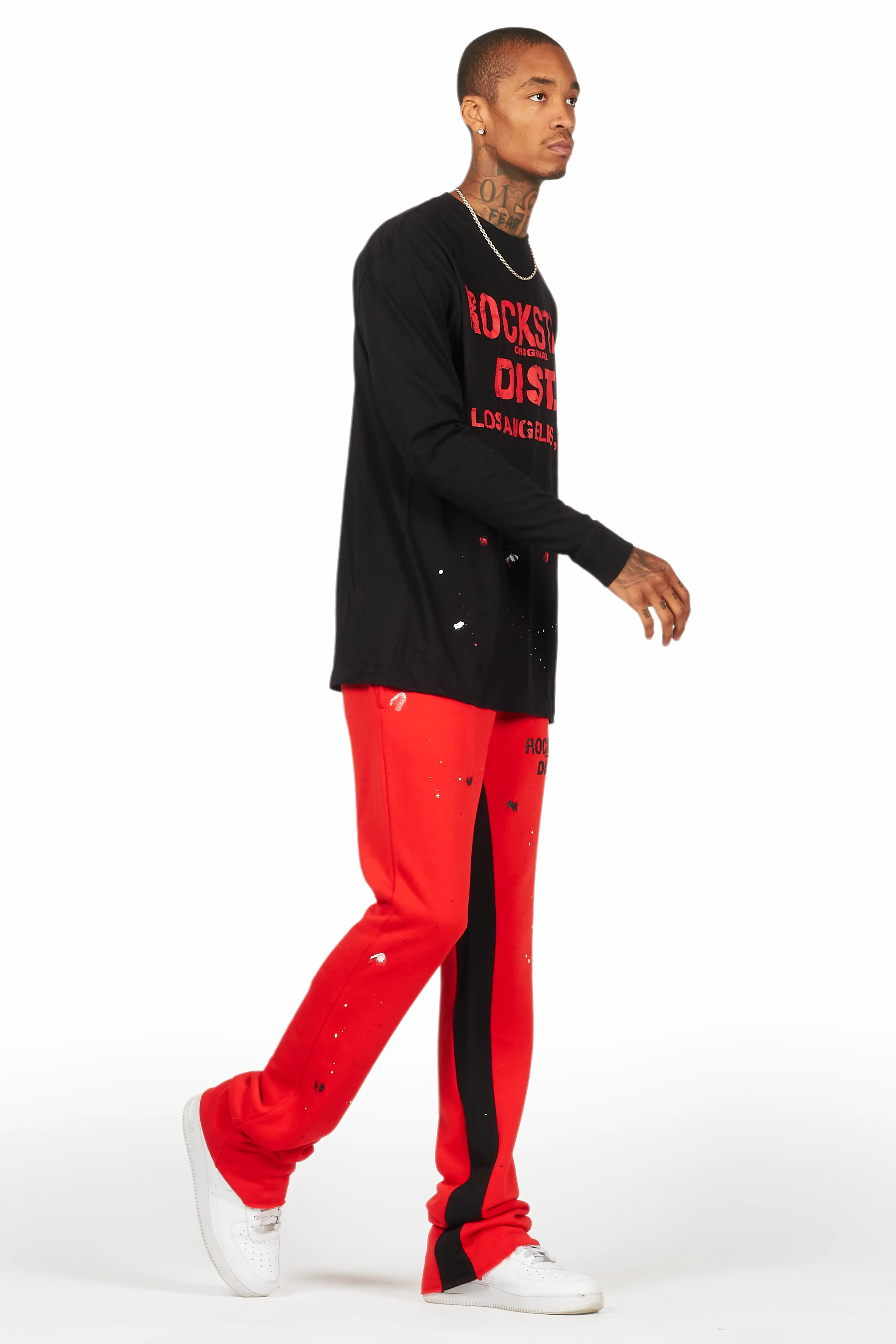 Scottie Red/Black Long Sleeve T-Shirt/Baggy Pant Set - Image 6
