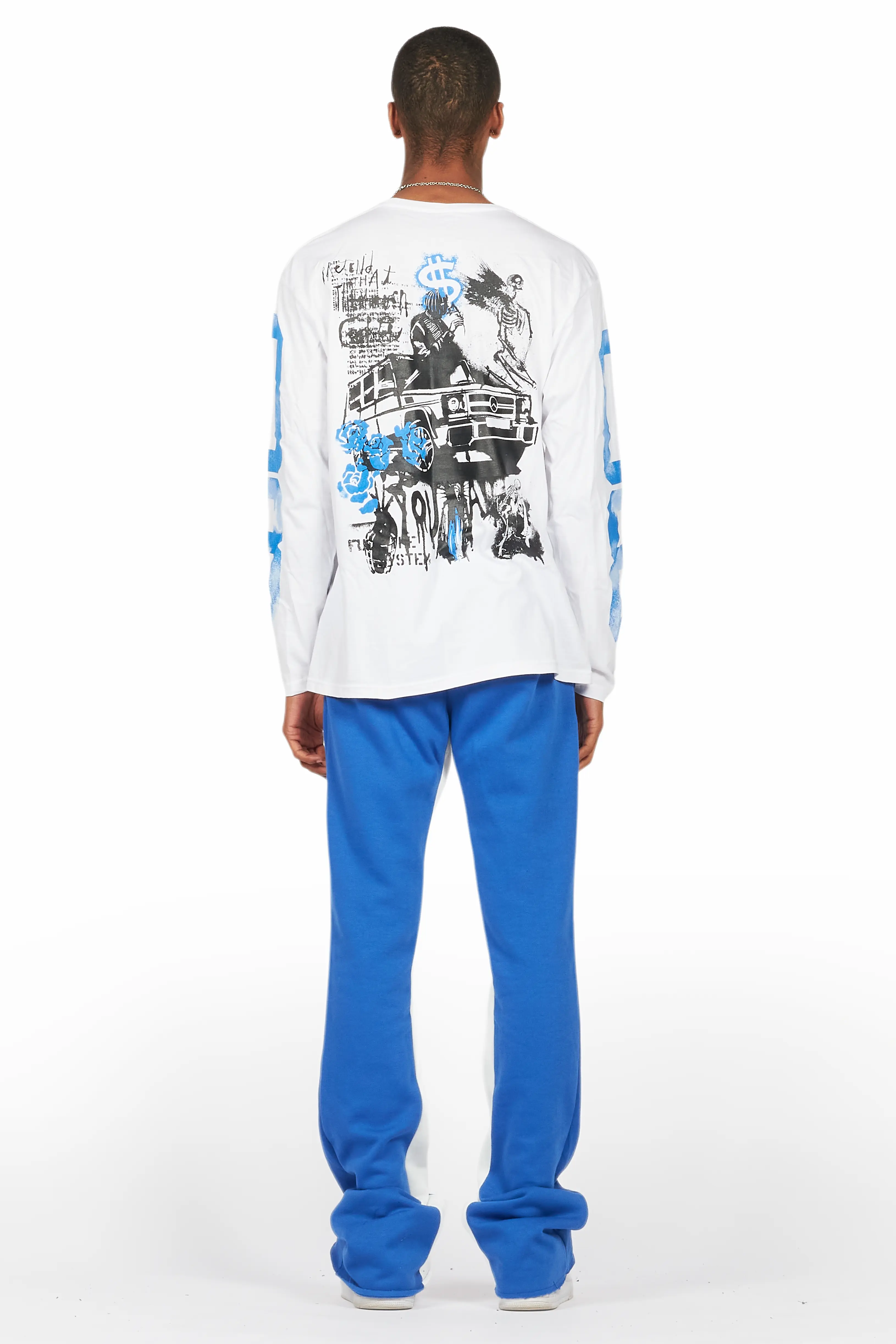 Grill White/Royal Long Sleeve T-Shirt/Baggy Pant Set - Image 4