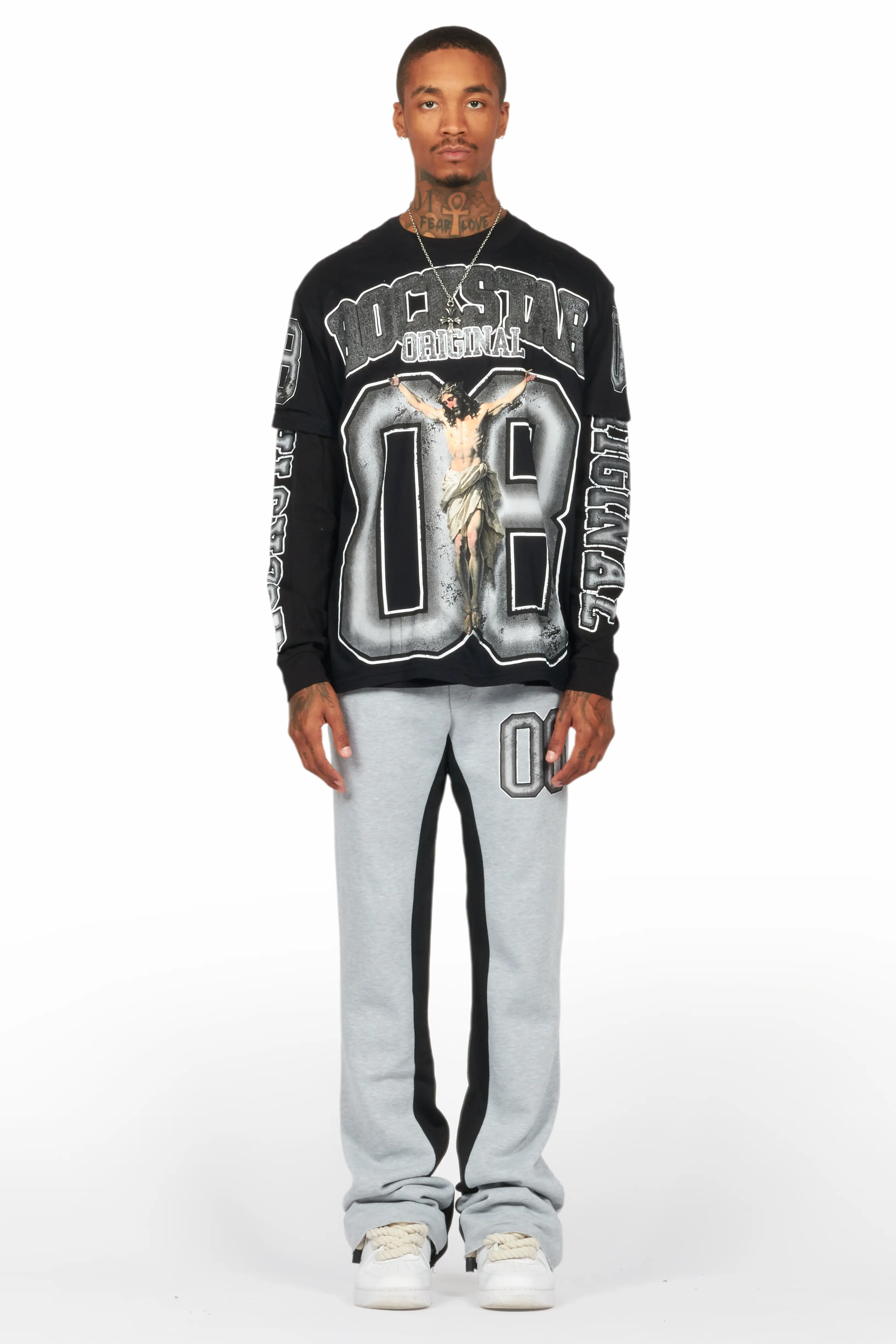 Fields Black/Grey Double Layer T-Shirt/Baggy Pant Set - Image 2