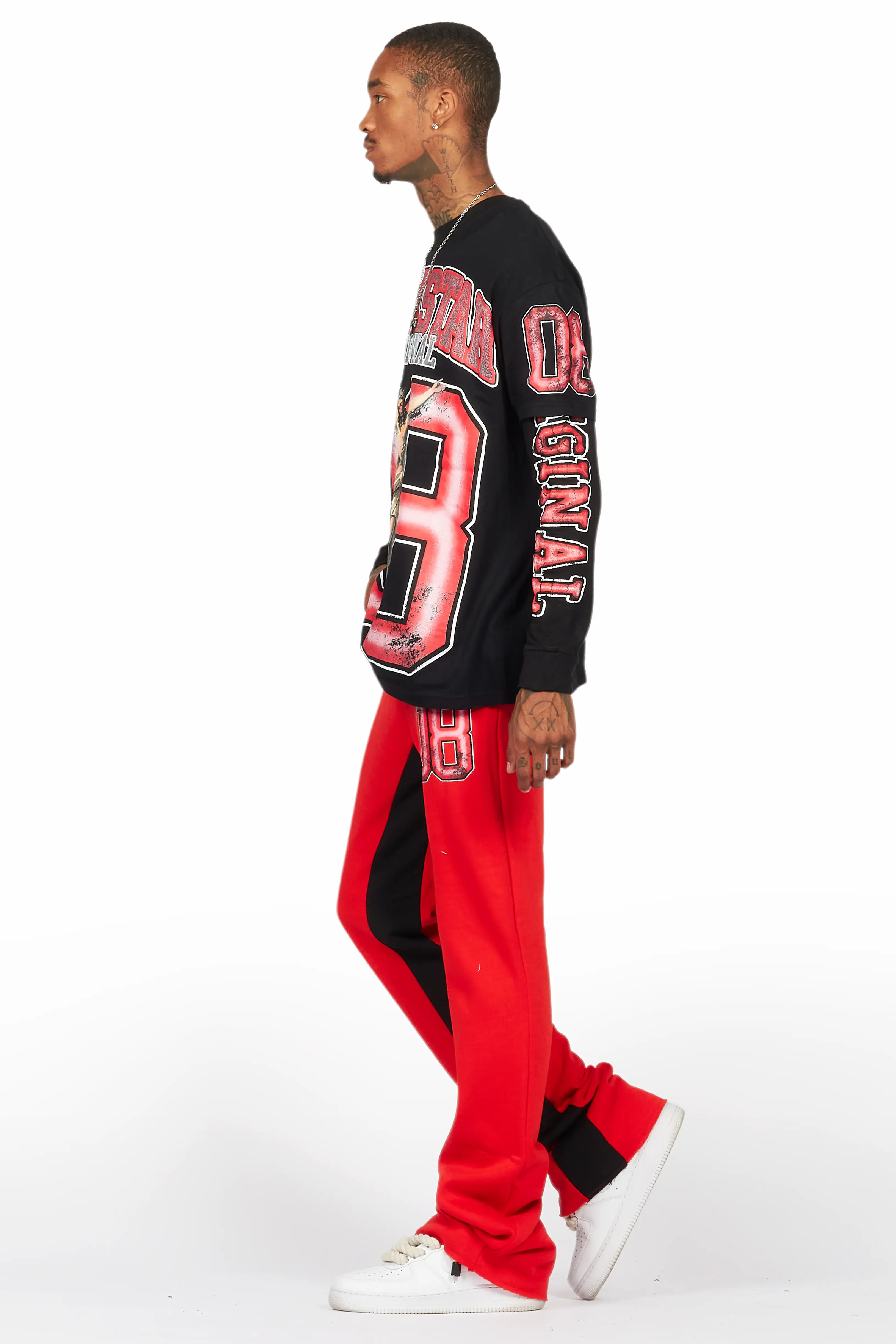 Fields Black/Red Double Layer T-Shirt/Baggy Pant Set - Image 5