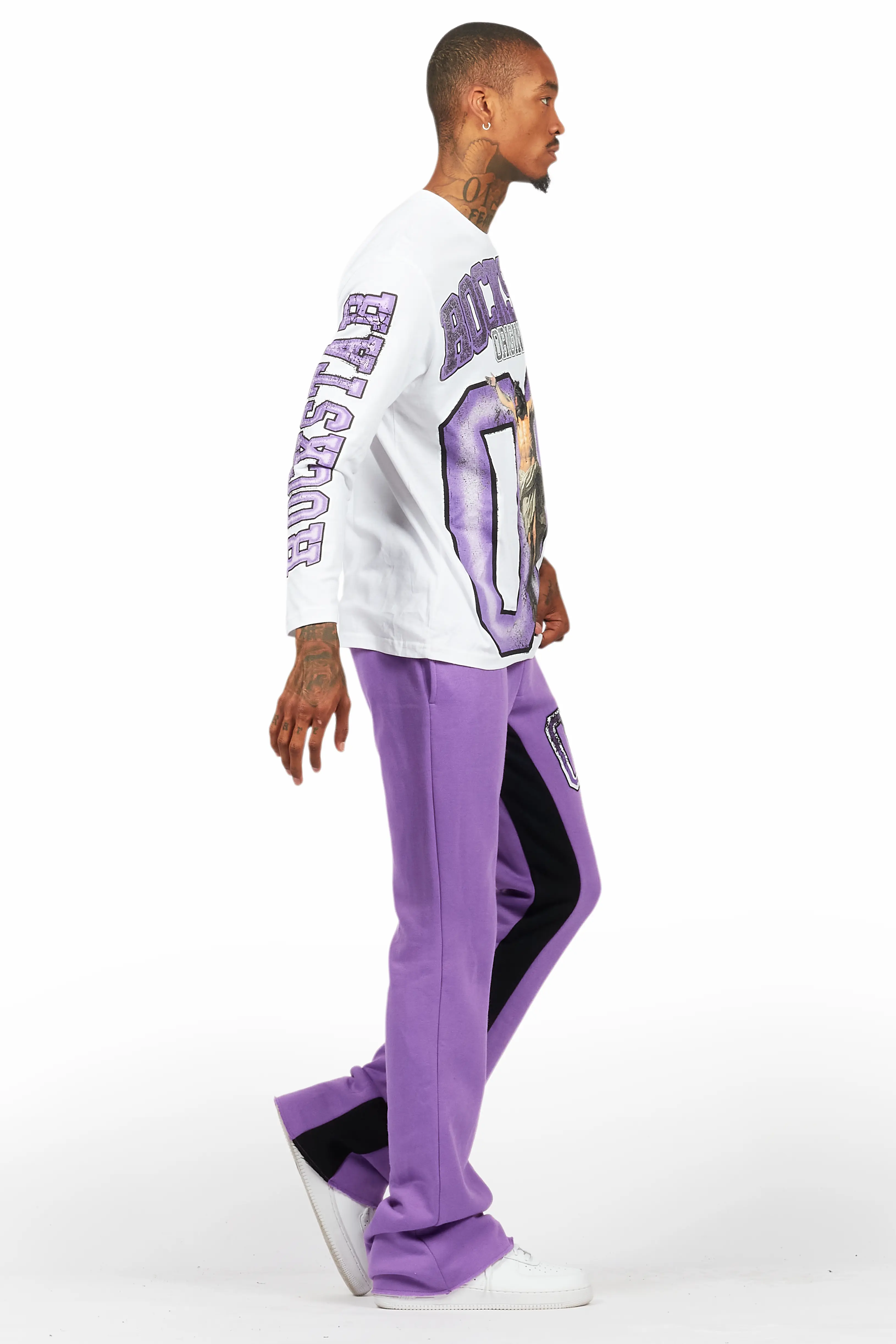 Fields Purple/White Long Sleeve T-Shirt/Baggy Pant Set - Image 3