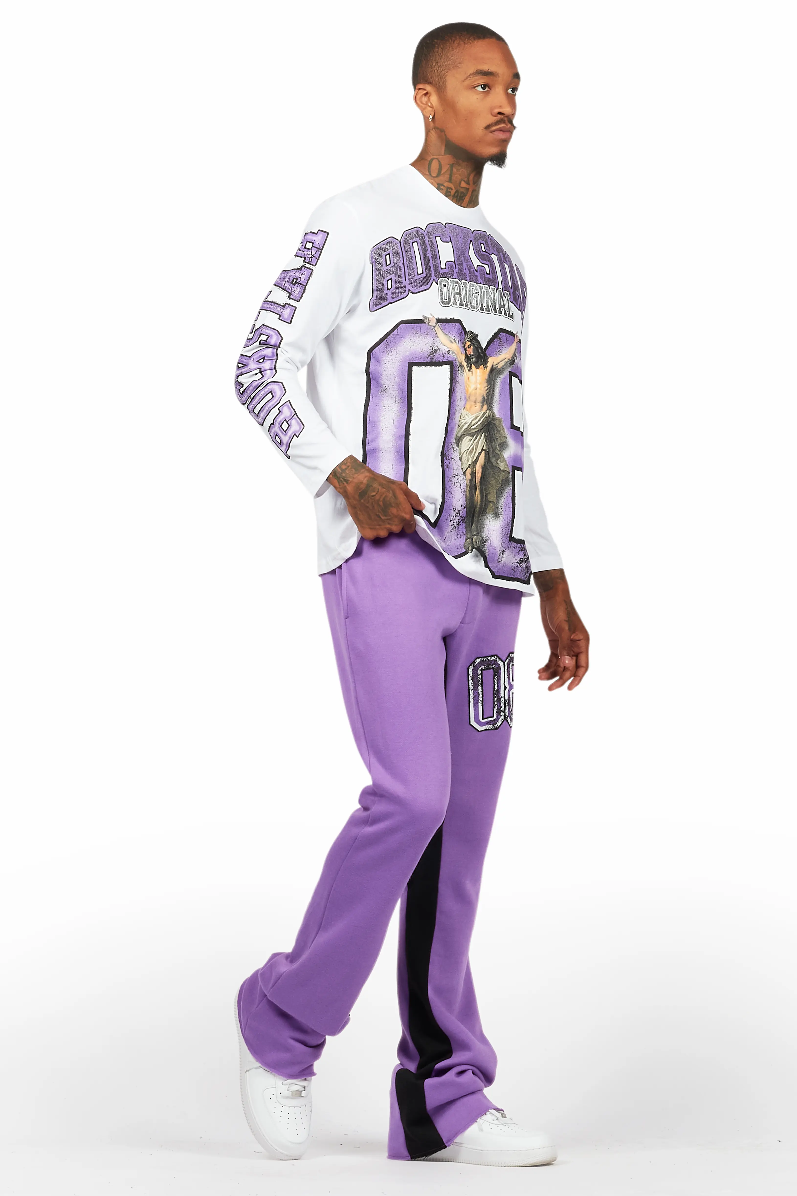 Fields Purple/White Long Sleeve T-Shirt/Baggy Pant Set - Image 6