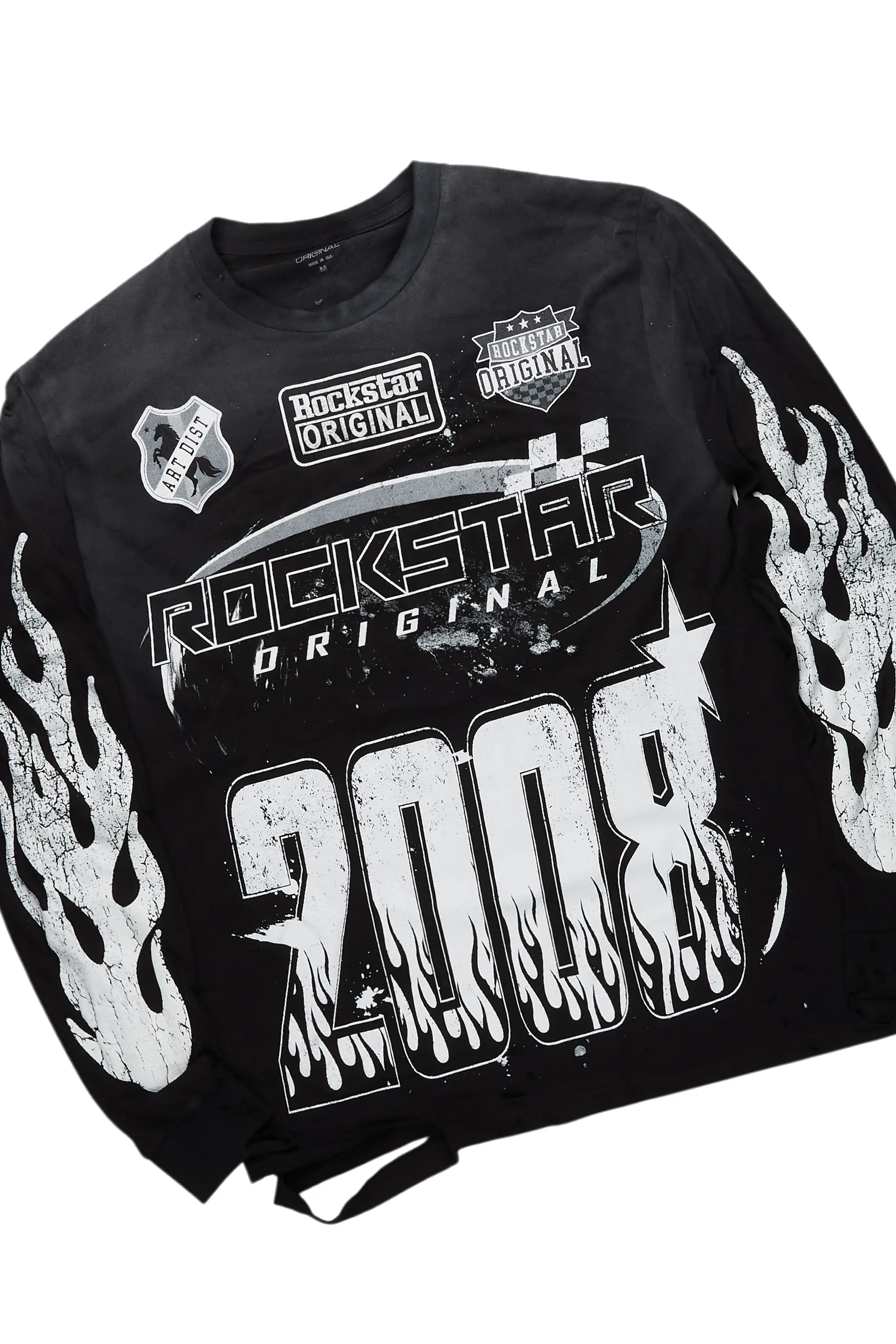 Amos Black Long Sleeve T-Shirt/Patch Baggy Pant Set - Image 2