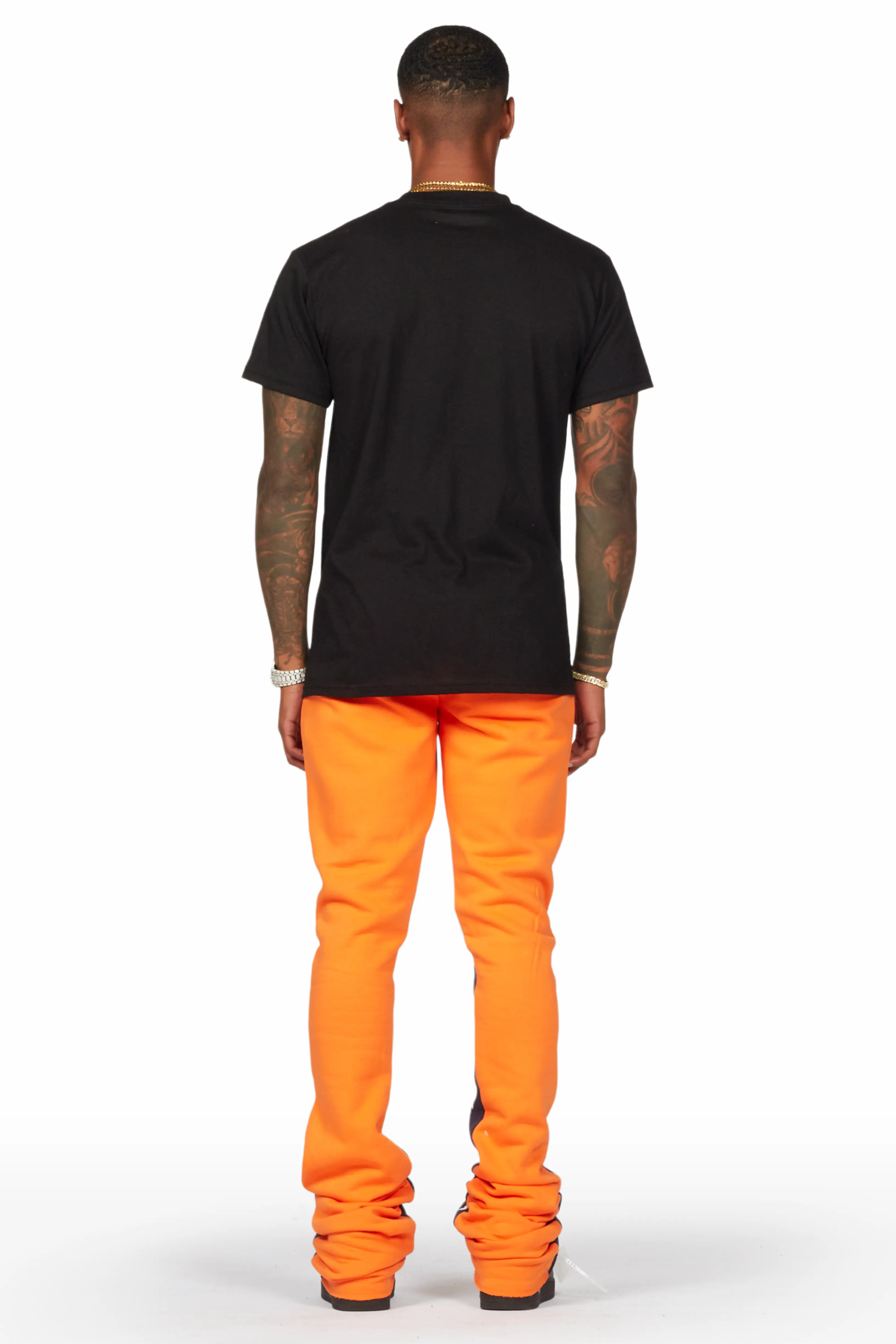 Scottie Black/Orange T-Shirt/Super Stacked Flare Track Pant Set - Image 5