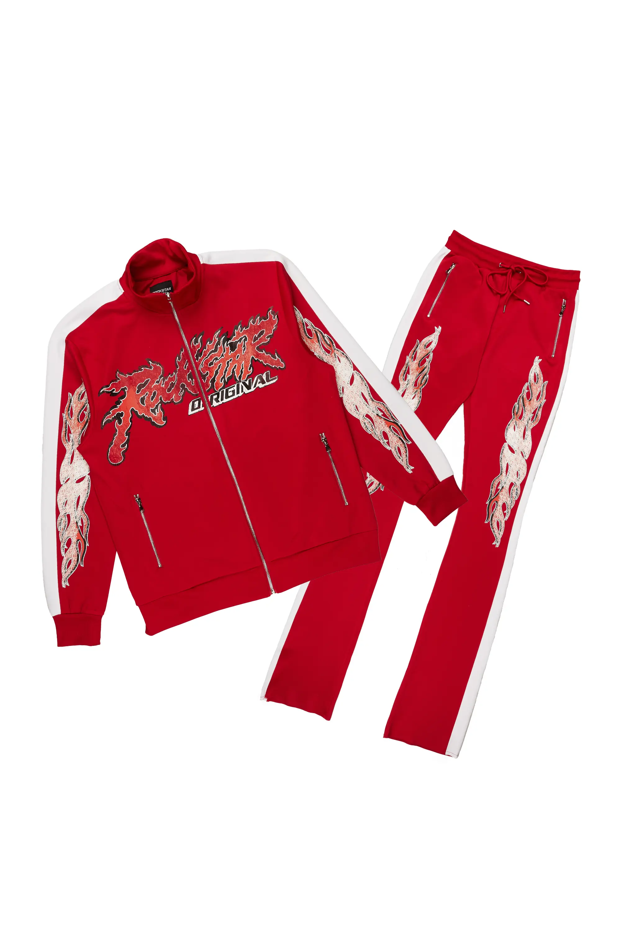 Yash Red Tricot Super Stacked Flare Track Set - Image 3