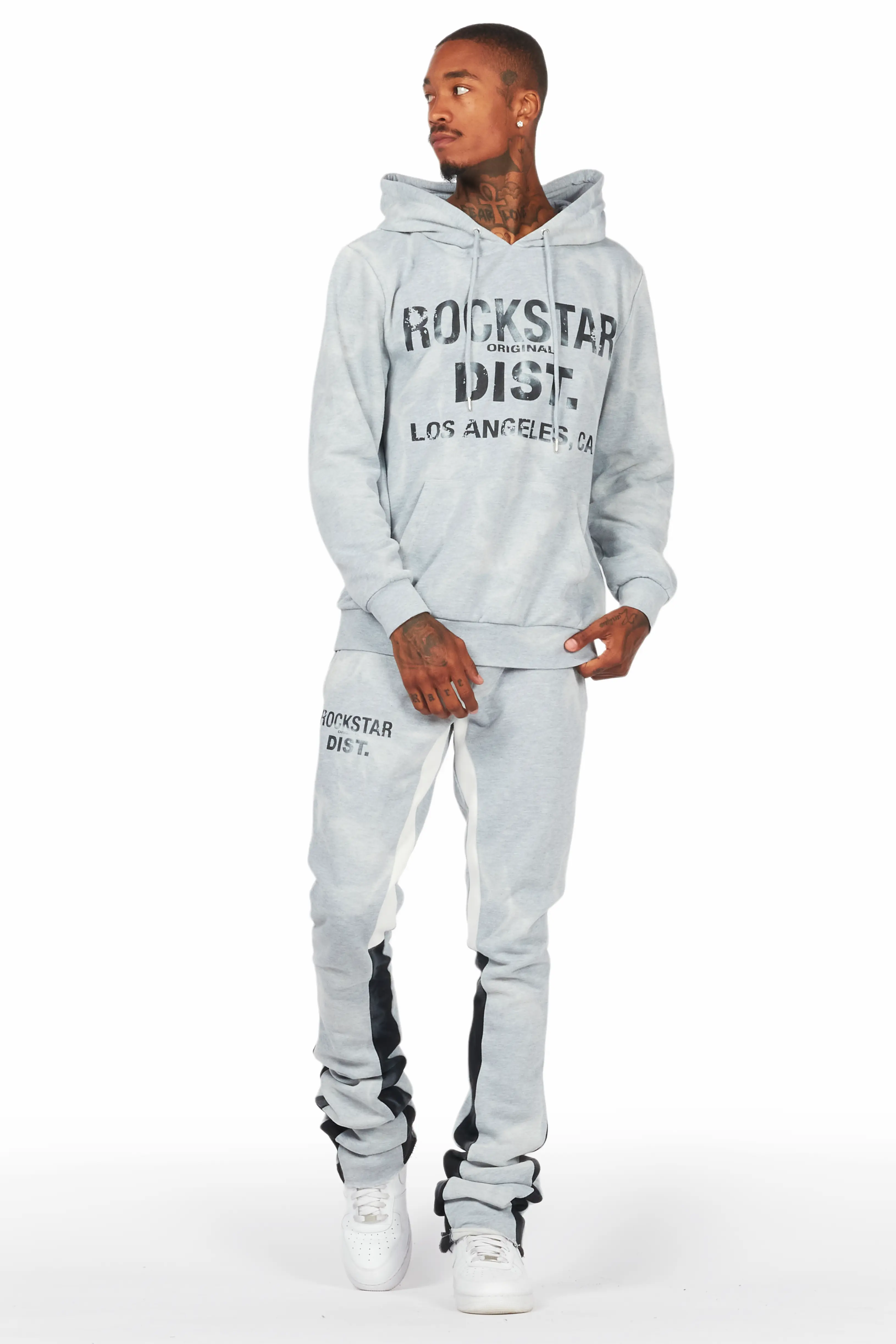 Nelly Heather Grey Hoodie/Super Stacked Flare Pant Set - Image 2