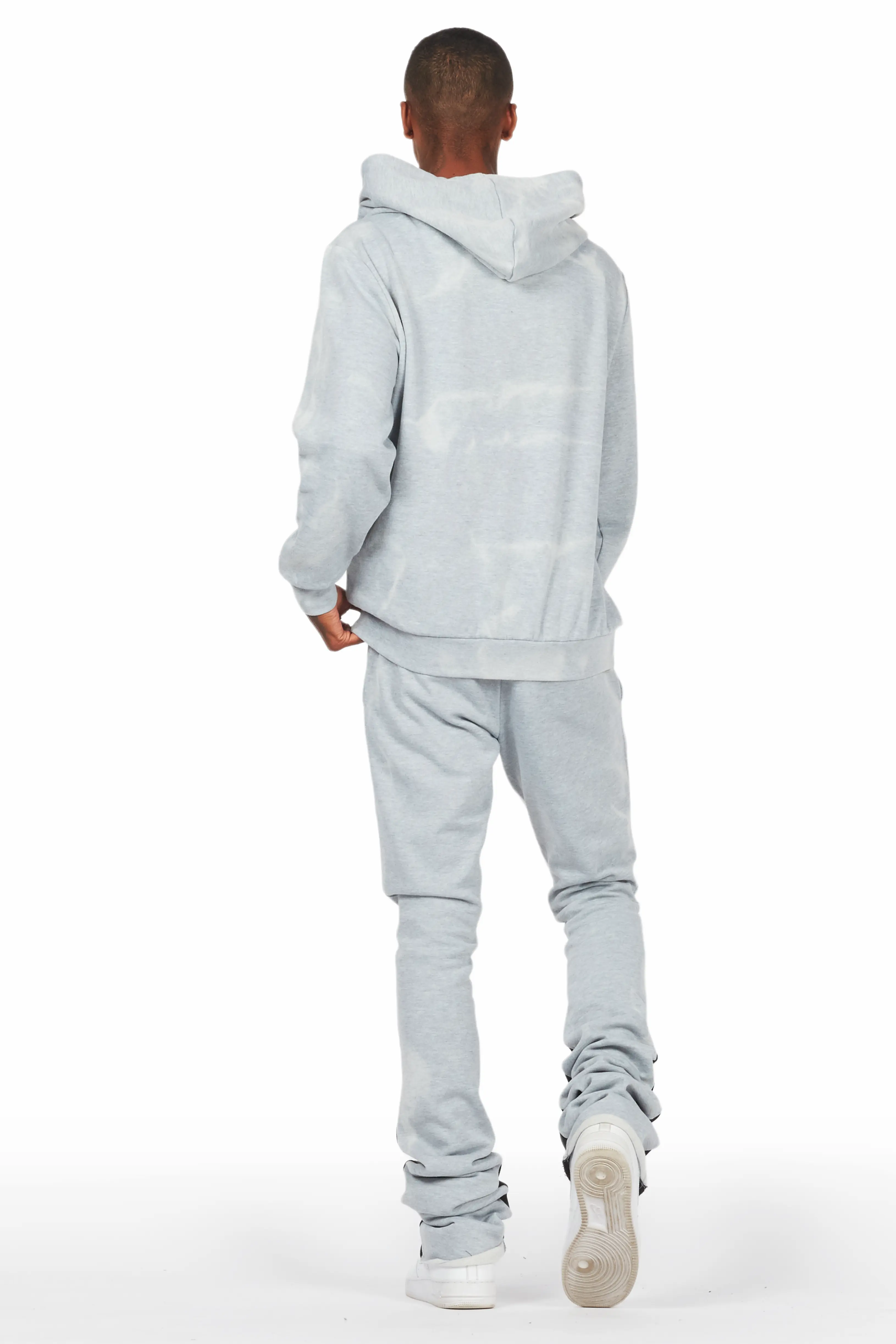 Nelly Heather Grey Hoodie/Super Stacked Flare Pant Set - Image 4
