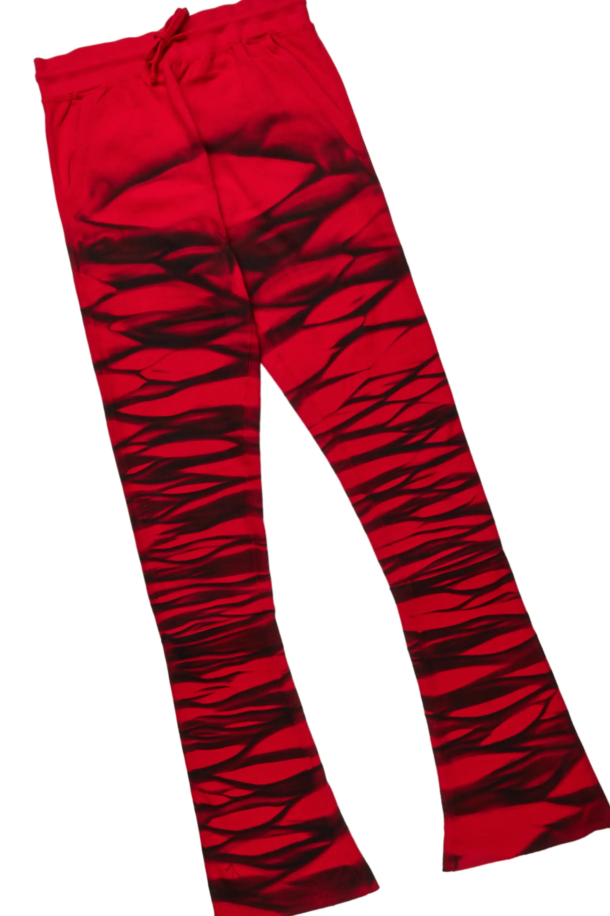 Ayden Red Graphic Hoodie Super Stacked Flare Pant Set - Image 5