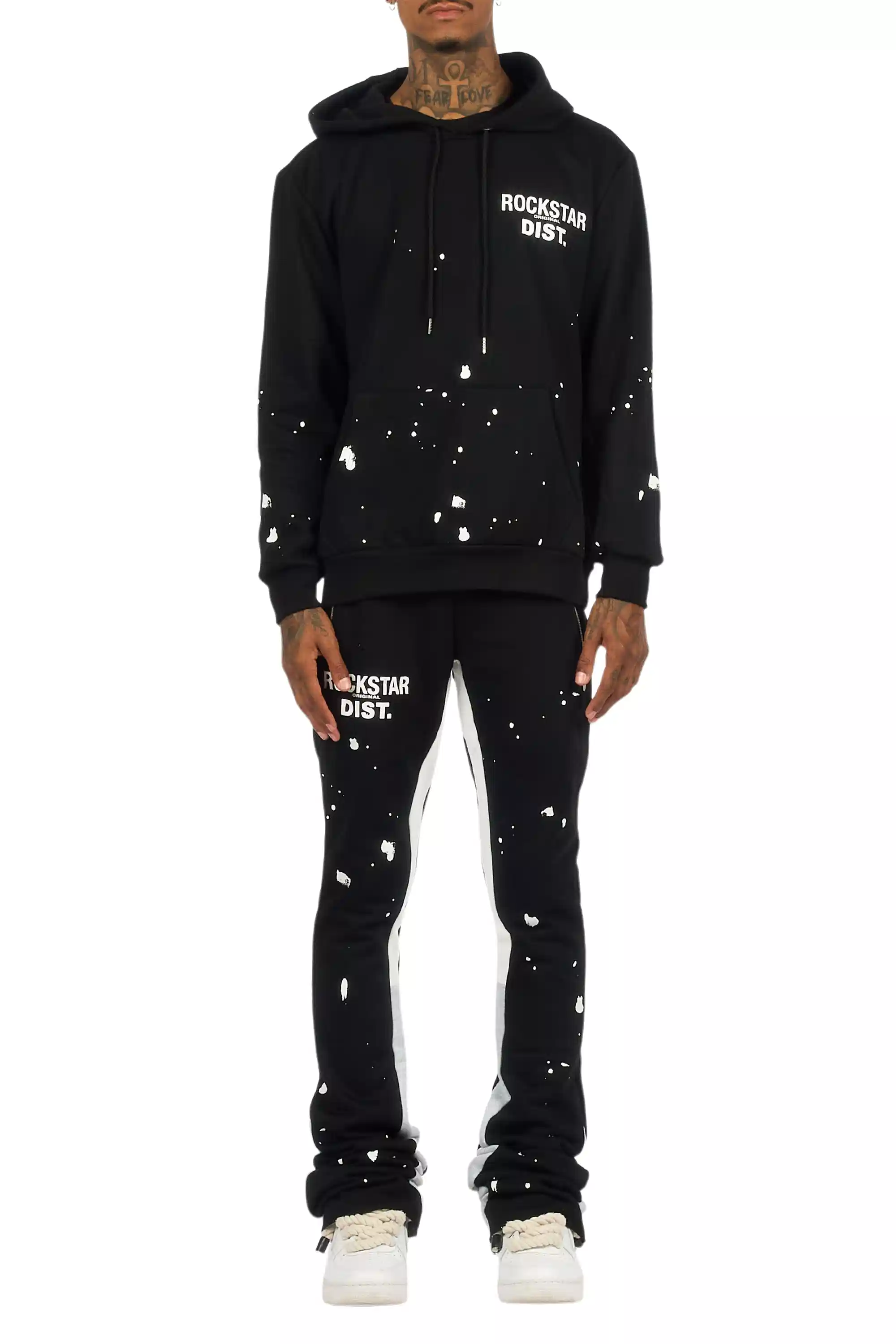 Raffer Black/White Hoodie/Super Stacked Flare Pant Set - Image 10