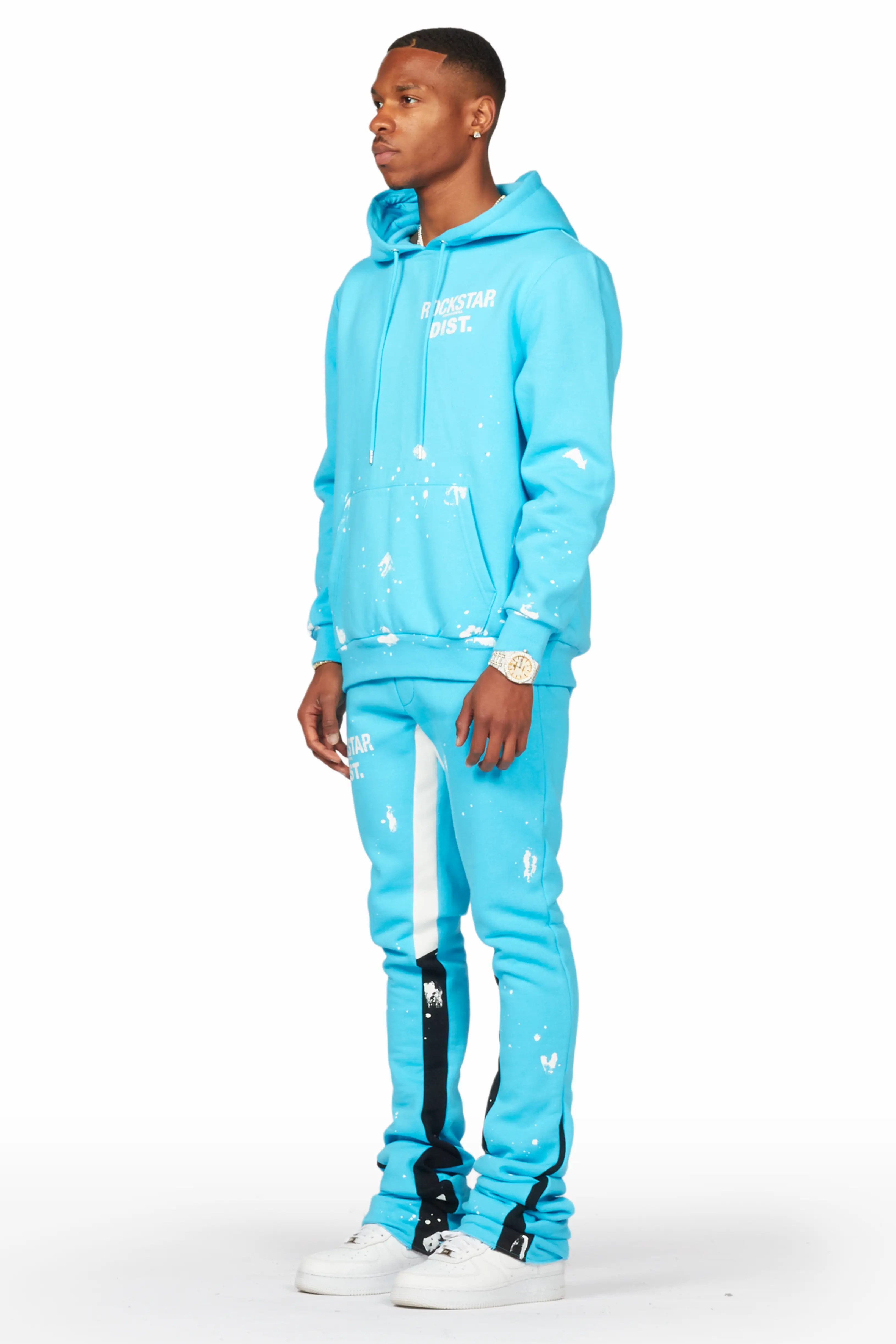 Raffer Blue Hoodie/Super Stacked Flare Pant Set - Image 3