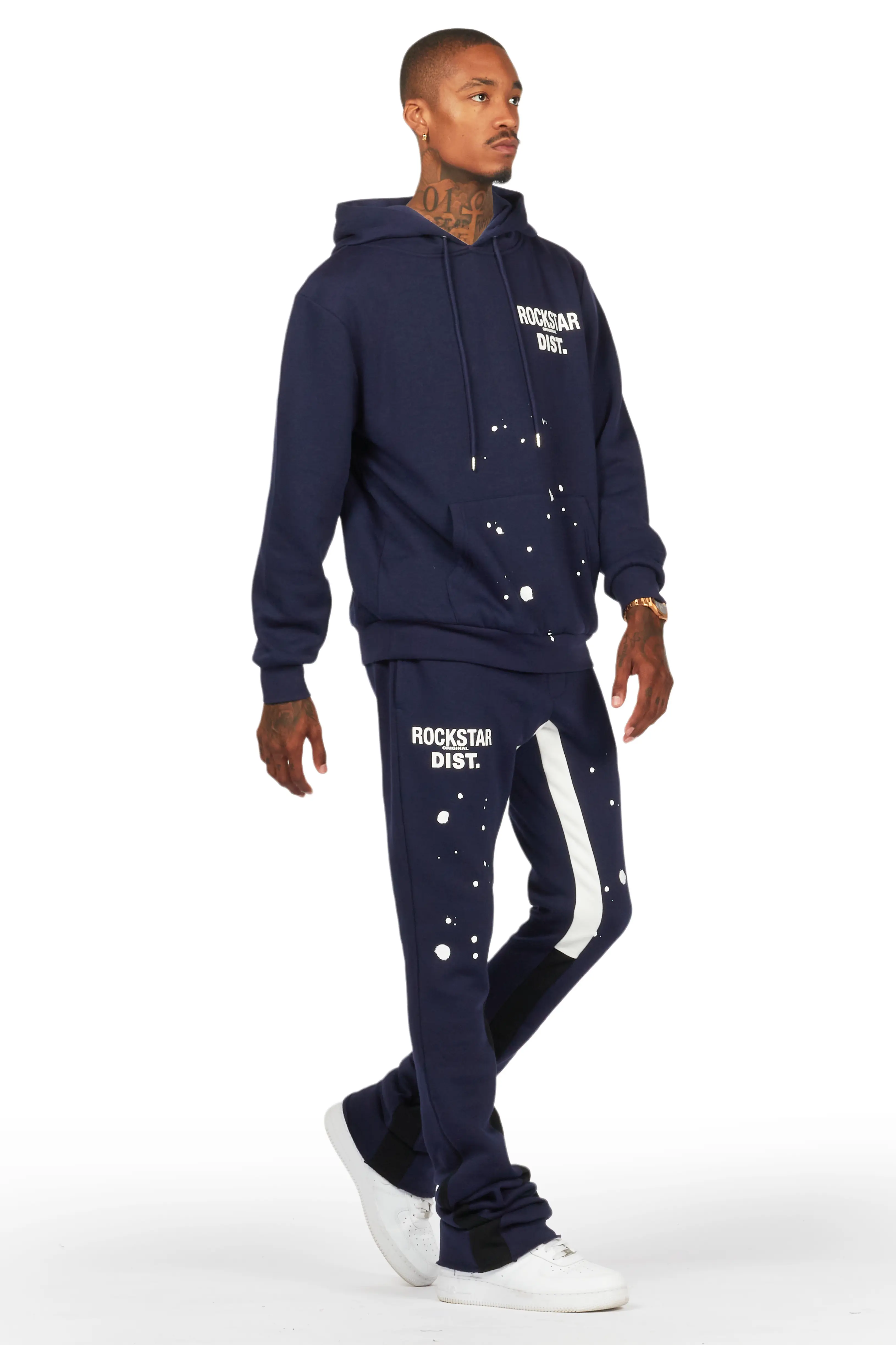 Raffer Navy Hoodie/Super Stacked Flare Pant Set - Image 6